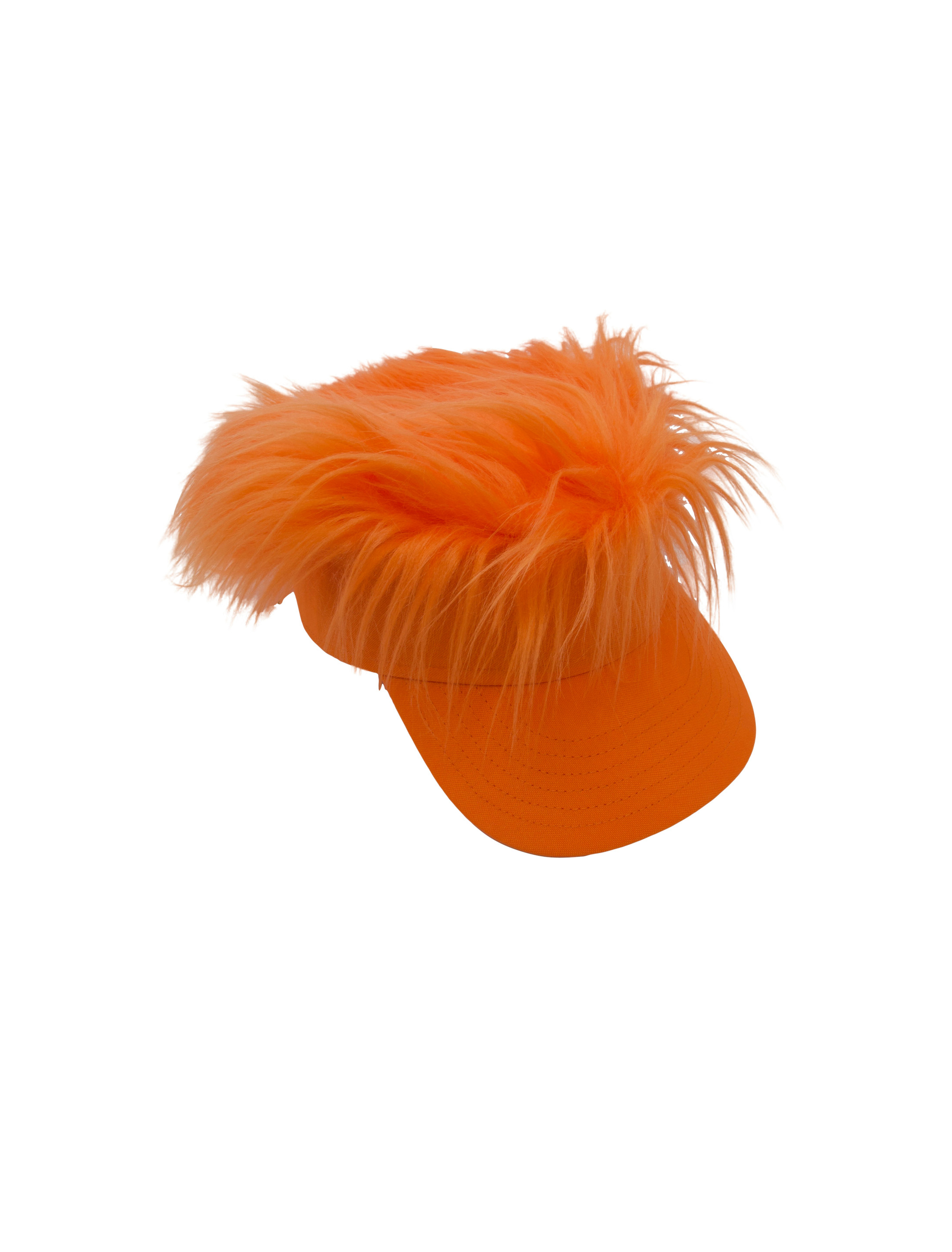 Schirmkappe mit Fell orange one size