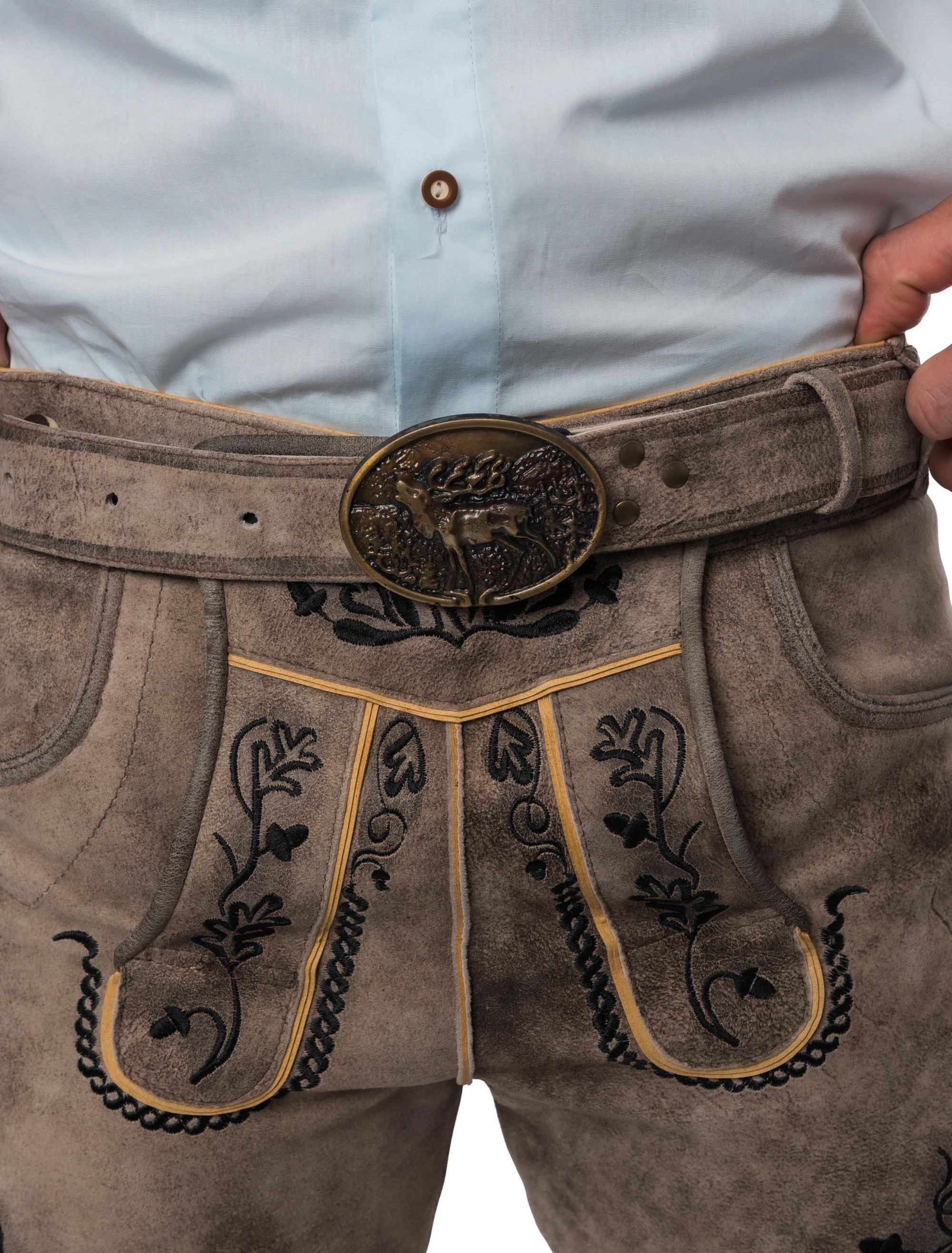 Lederhose Theo kurz Herren beige 4XL