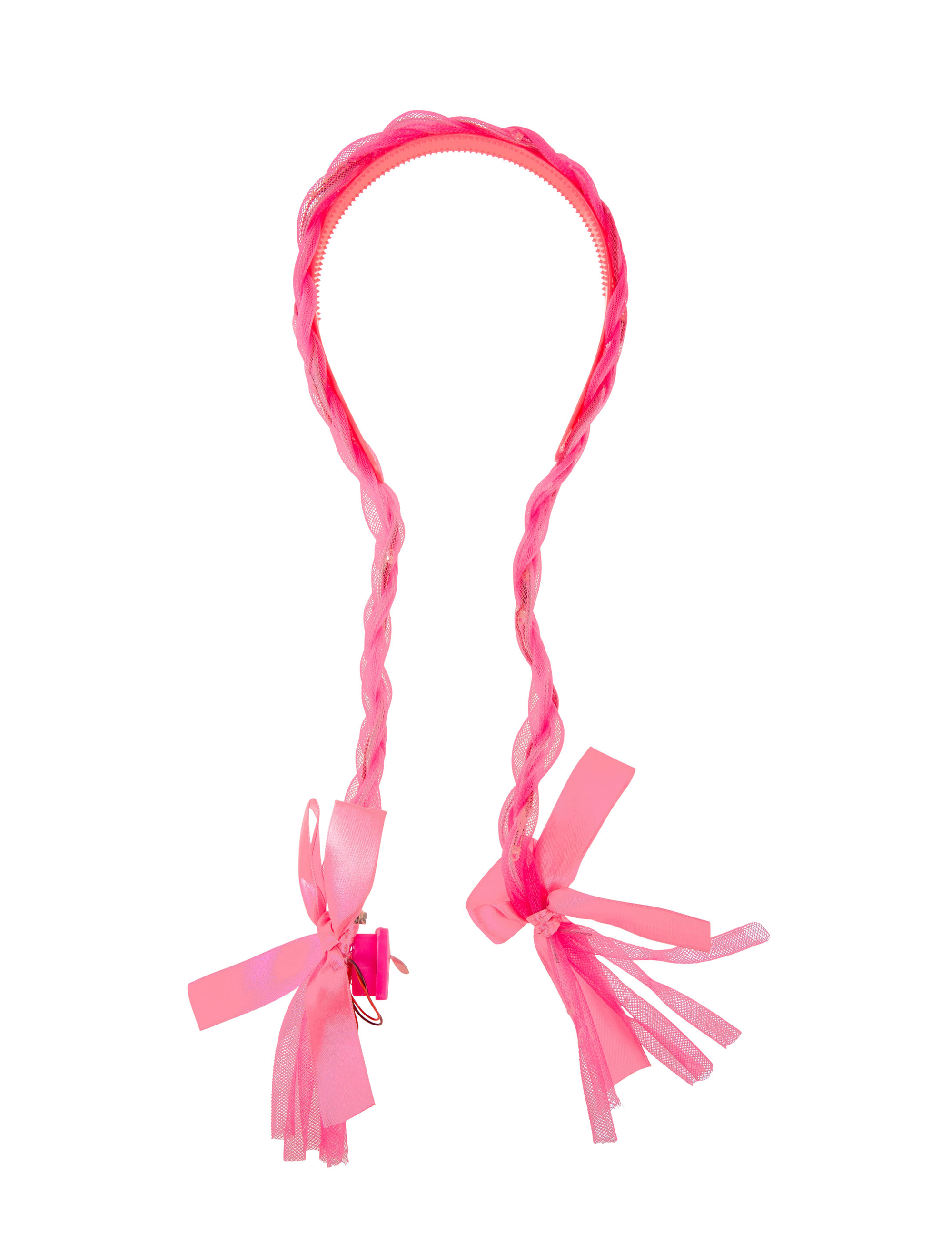 Haarreif mit Leuchtzöpfen pink