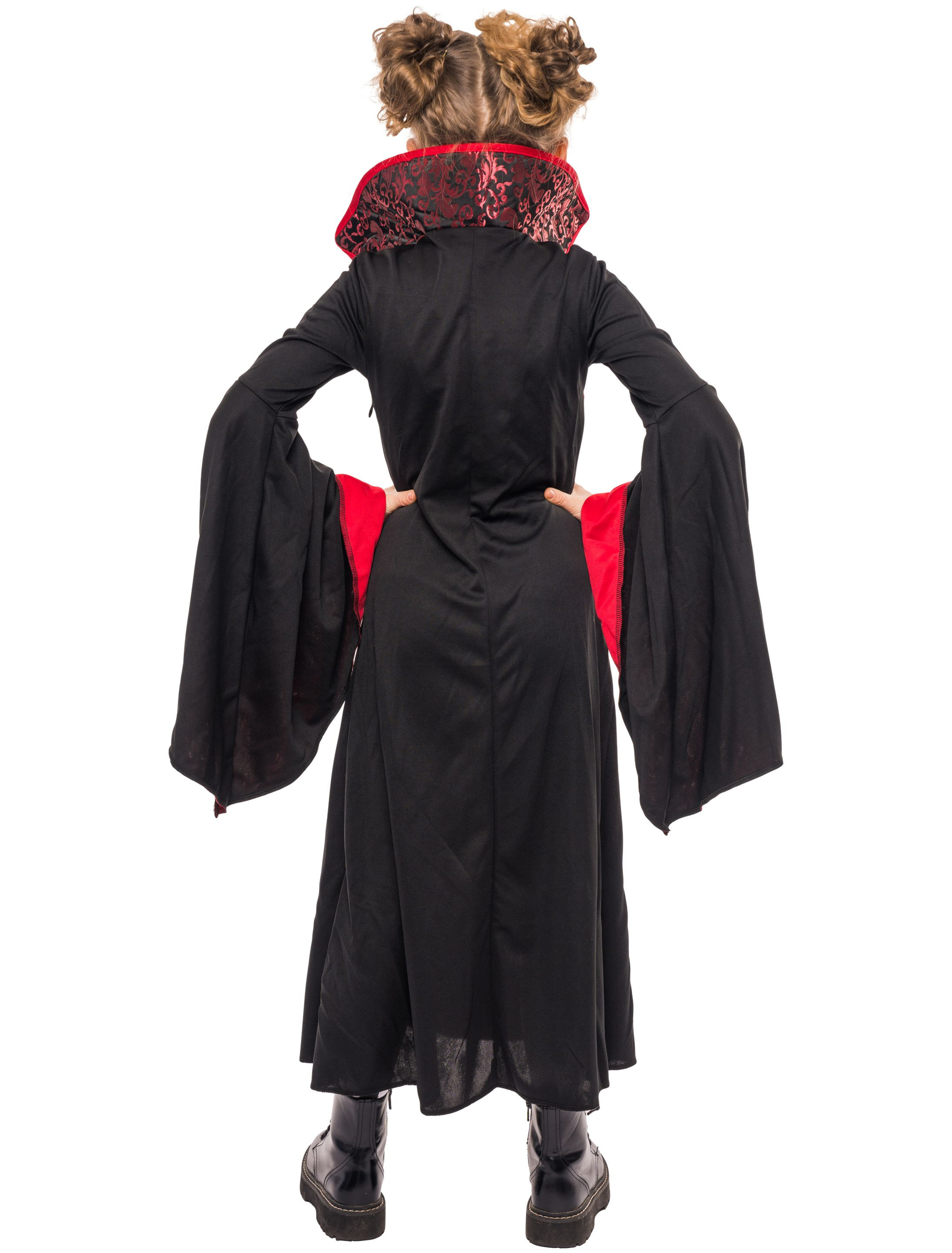 Kleid Vampir mit Kragen Kinder Kinder schwarz/rot 152