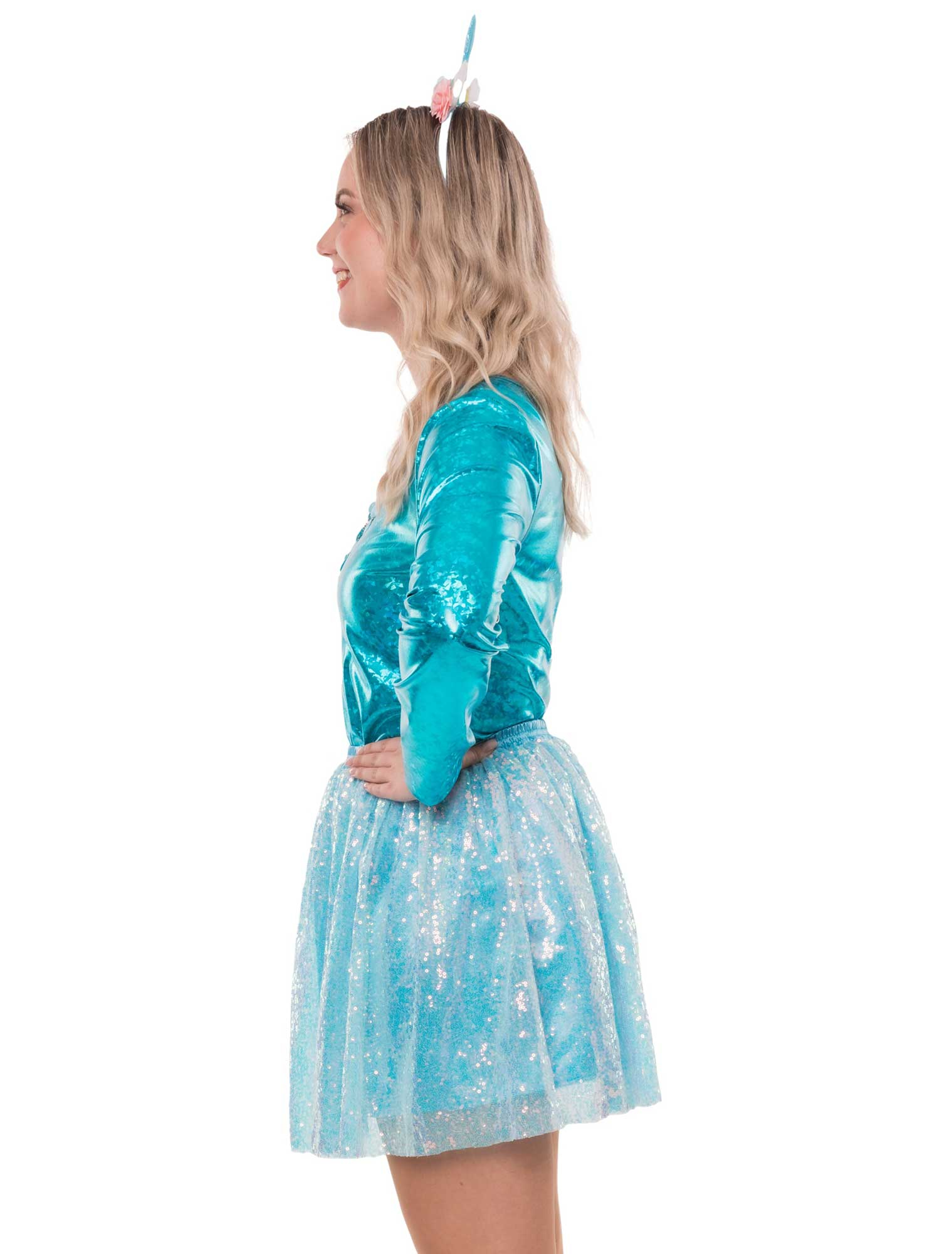 Rock Pailletten Damen türkis one size
