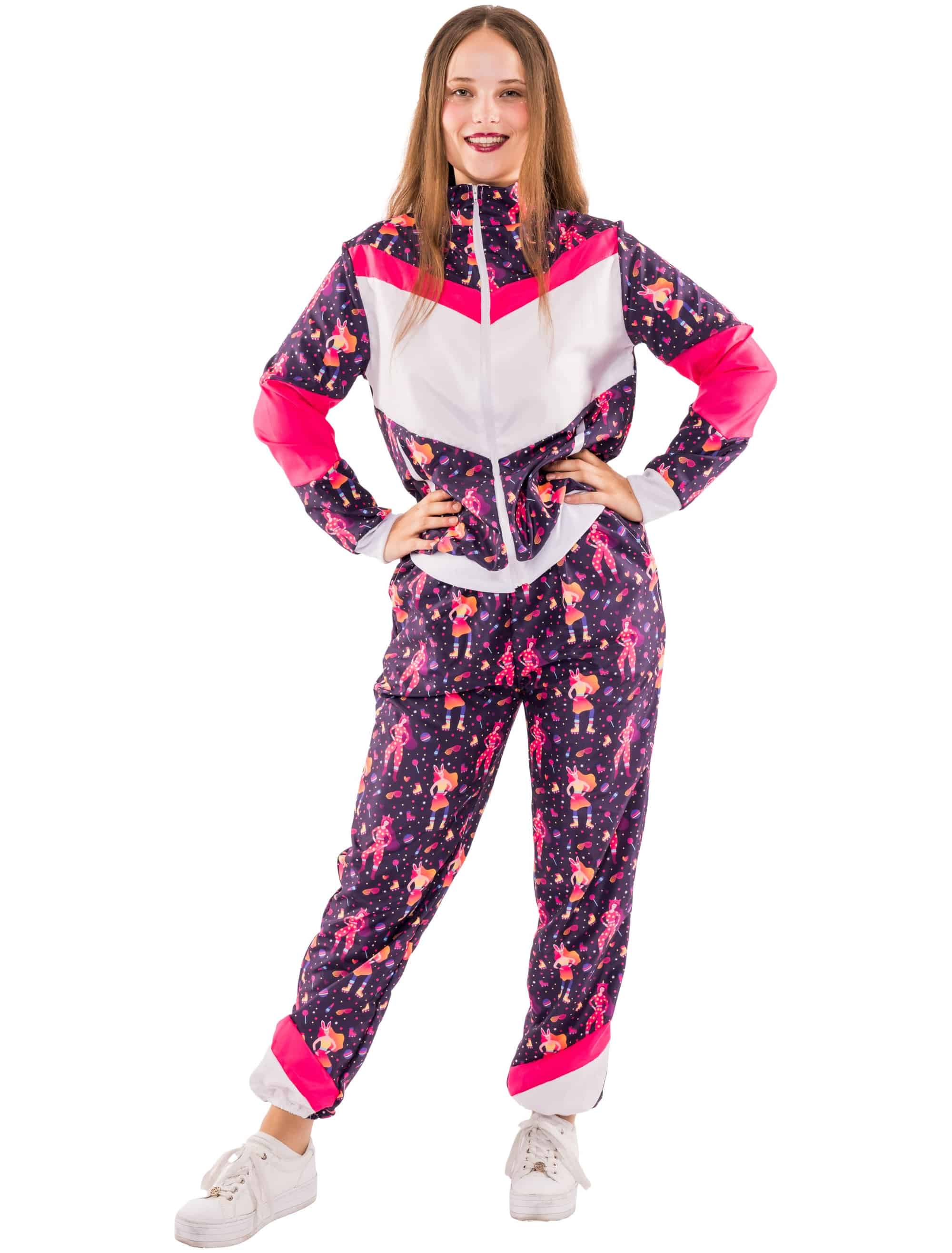 Jogging Anzug Rollschuh Girl 2 tlg. Print Damen pink/weiß S