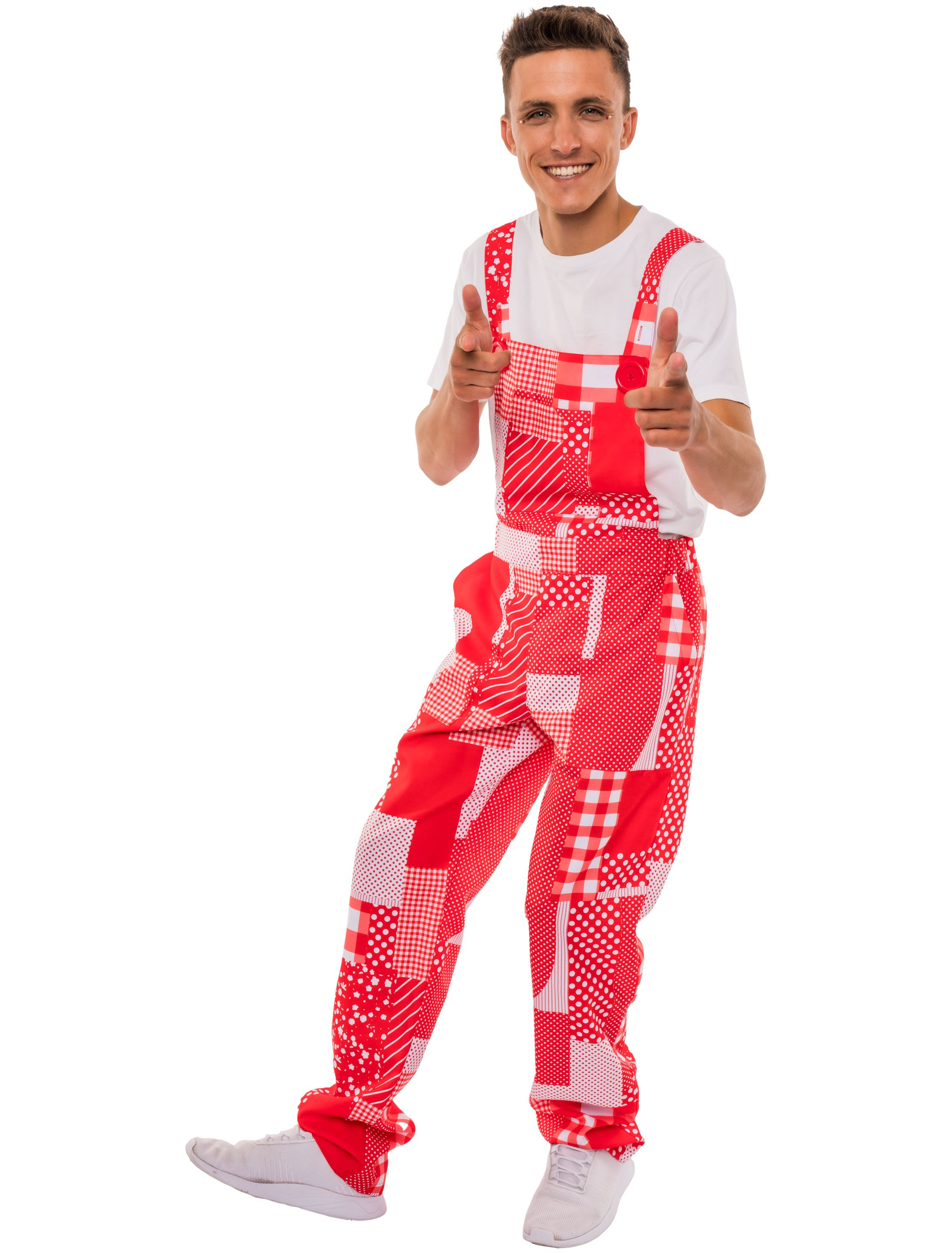 Latzhose Lappen rot/weiß 2XL/3XL