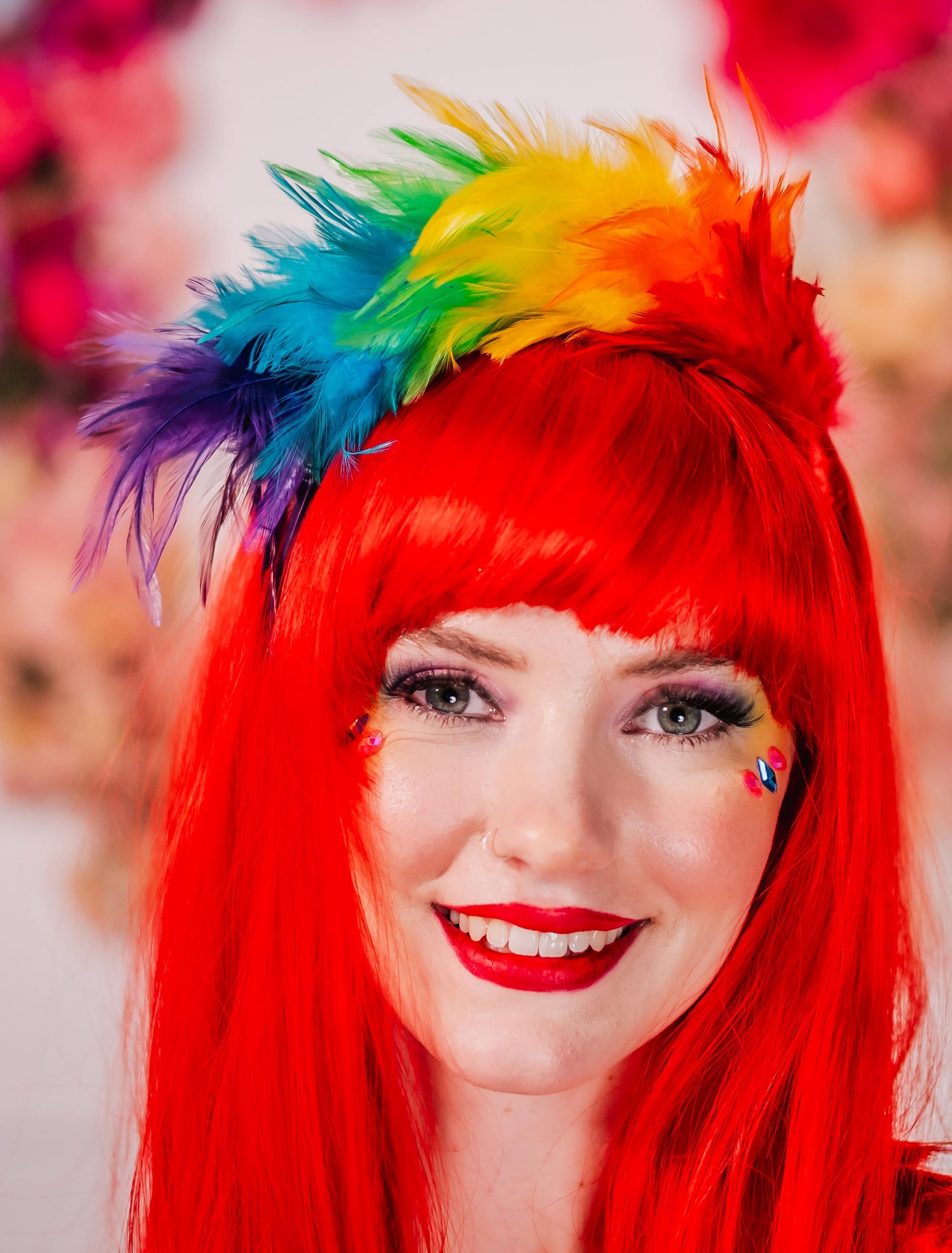 Haarreif mit Federn rainbow