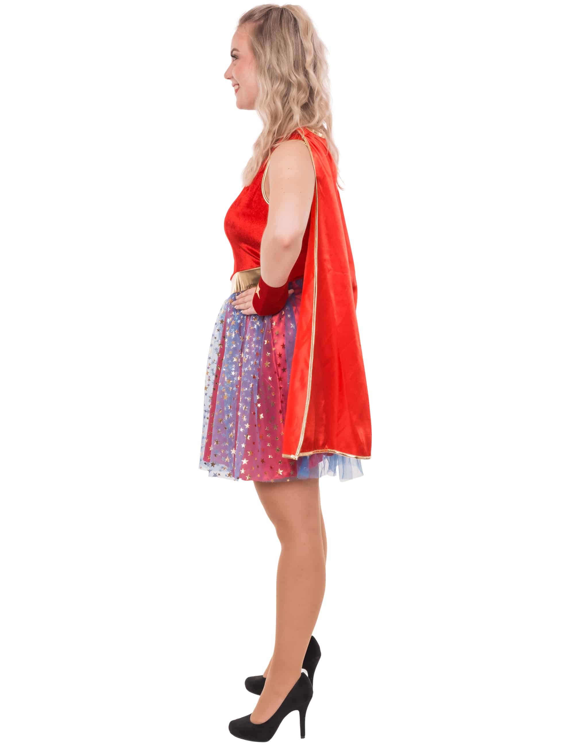 Kleid Superheldin 3-tlg. rot/blau S/M