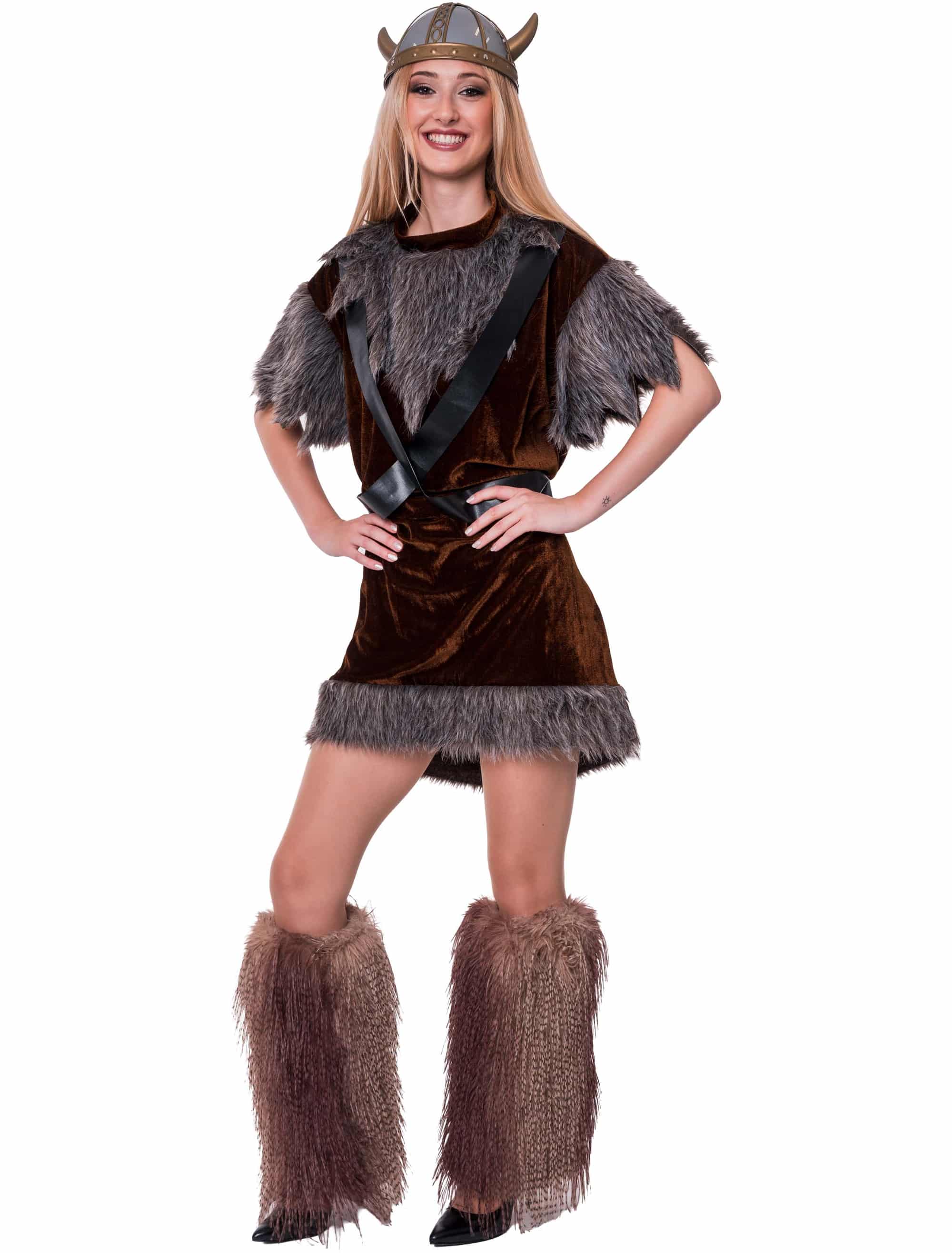 Kleid Wikingerin Damen dunkelbraun S/M