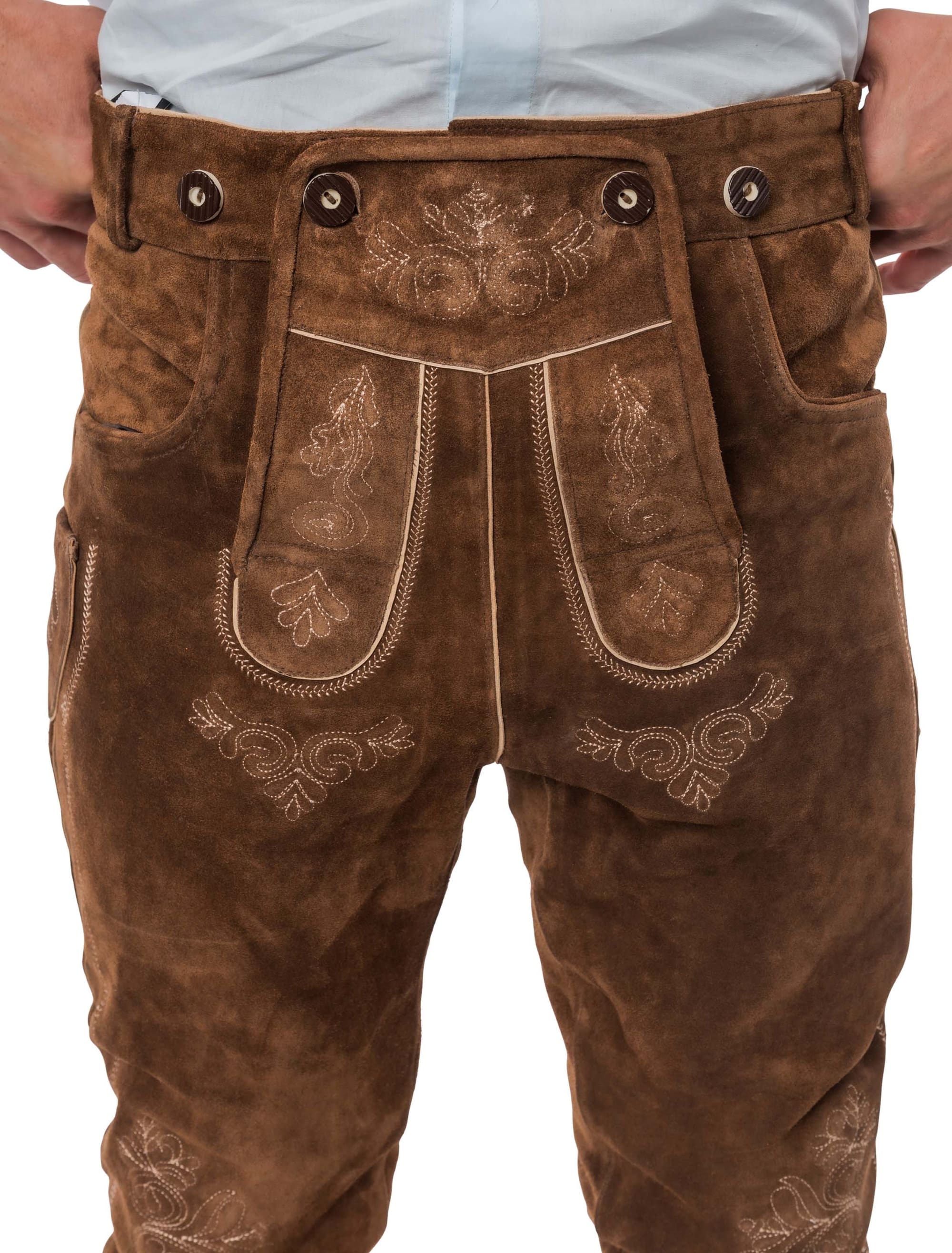 Lederhose Josef 3/4 lang Herren dunkelbraun L