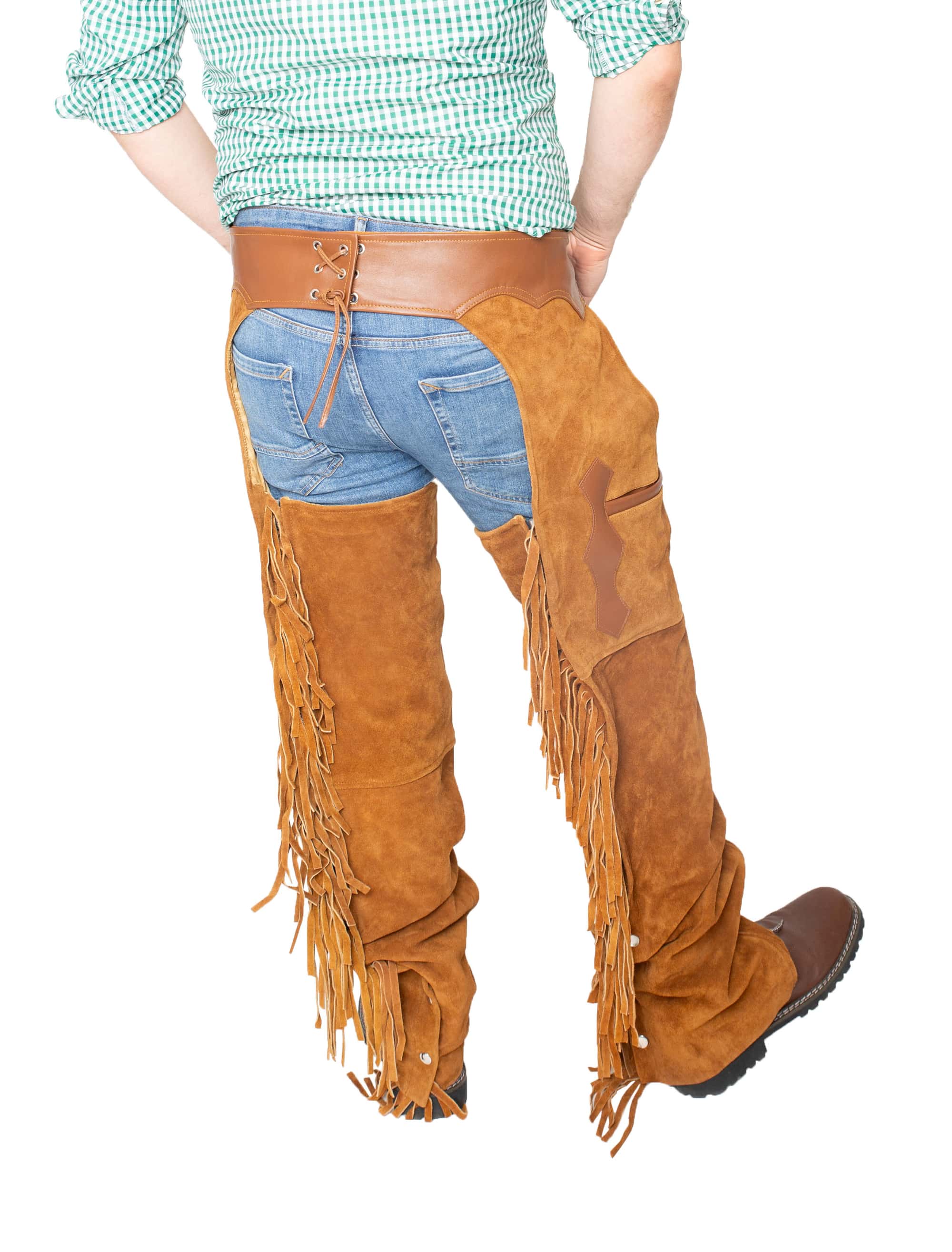 Lederchaps Herren braun XL