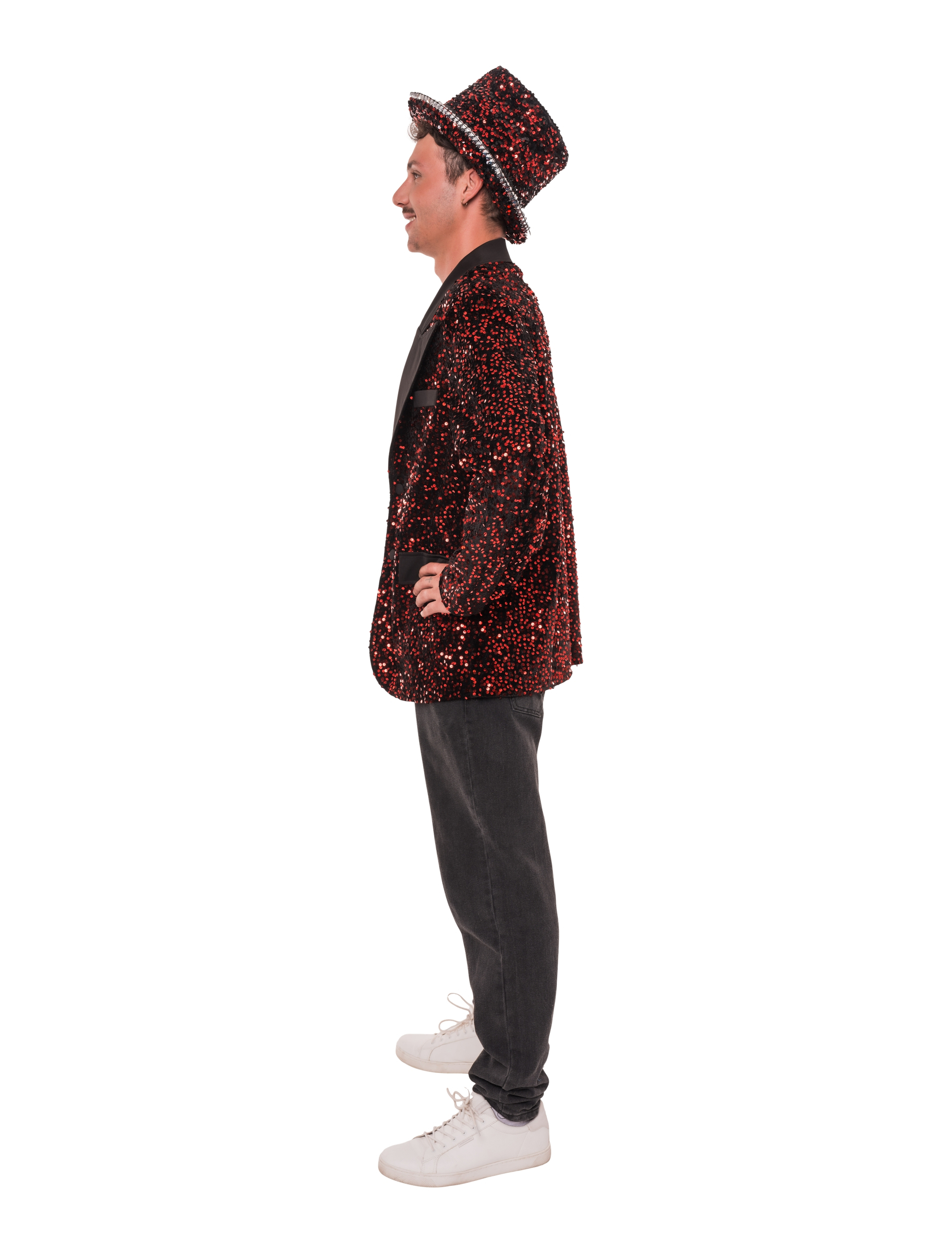 Jackett Pailletten Herren rot S