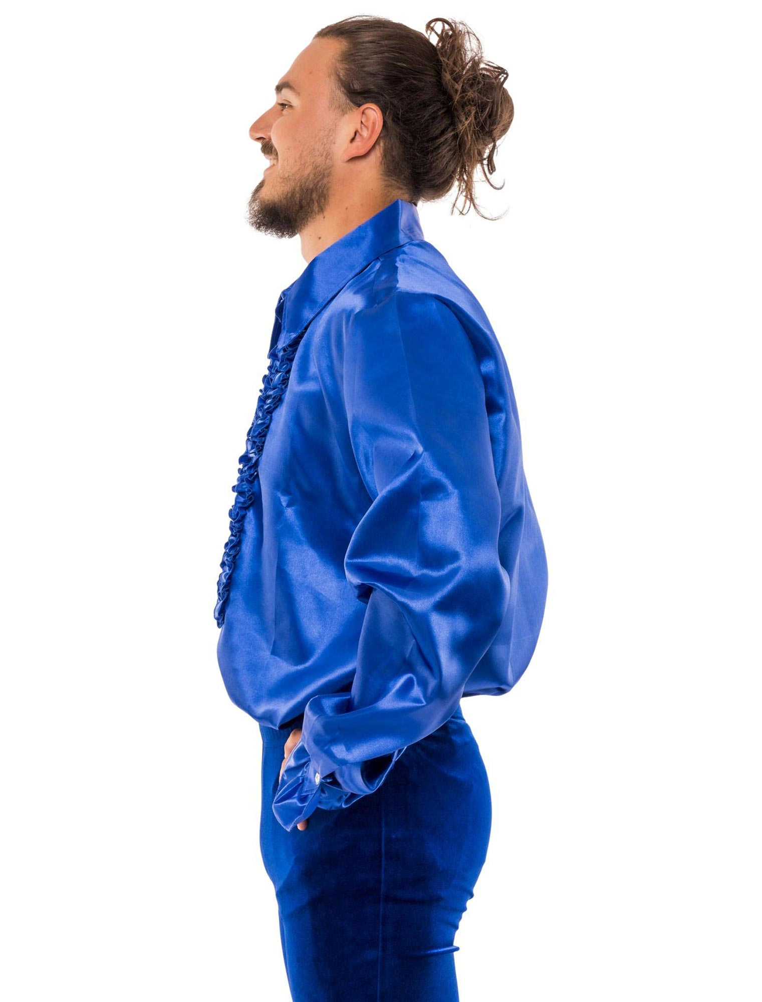 Hemd Satin Herren blau M