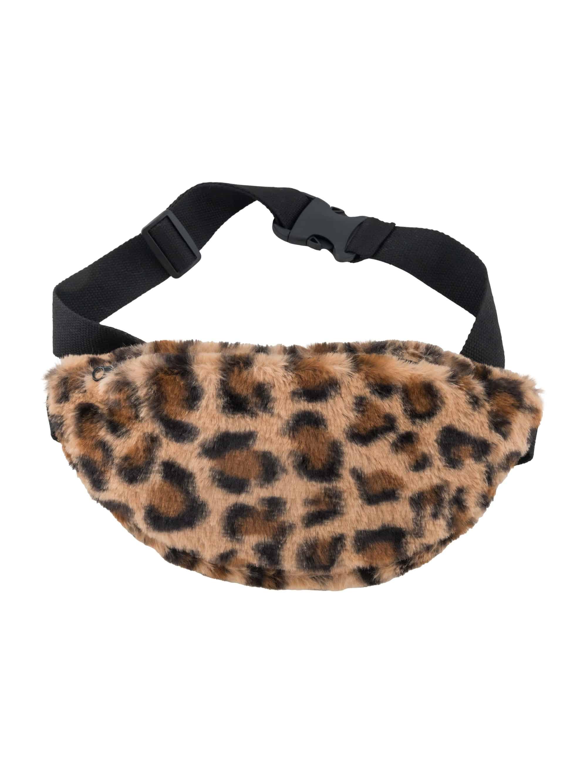 Bauchtasche Plüsch Leopard beige/braun