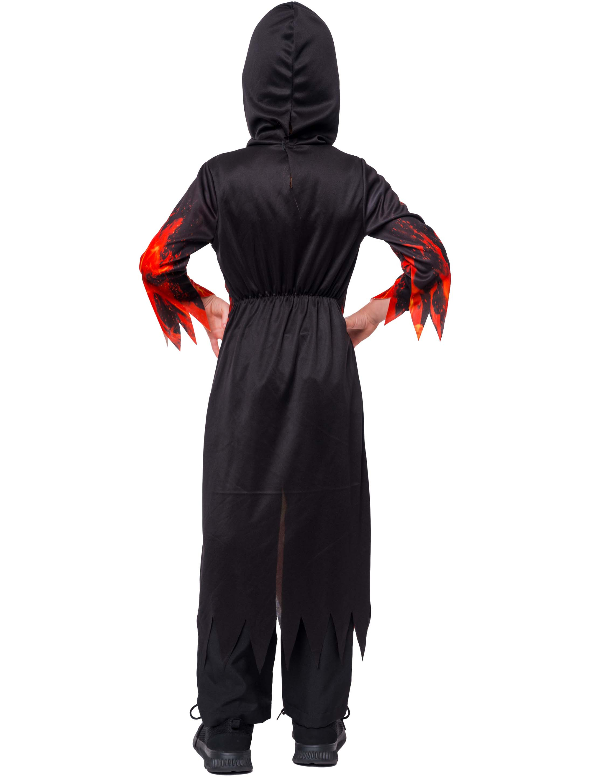 Kostüm Feuerteufel mit Kapuze Kinder schwarz/rot 116