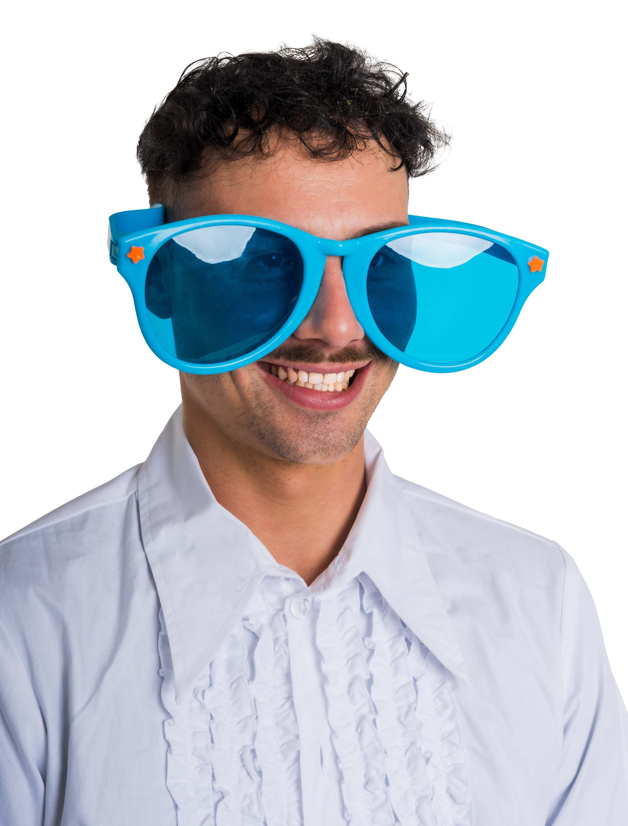 Brille riesig blau
