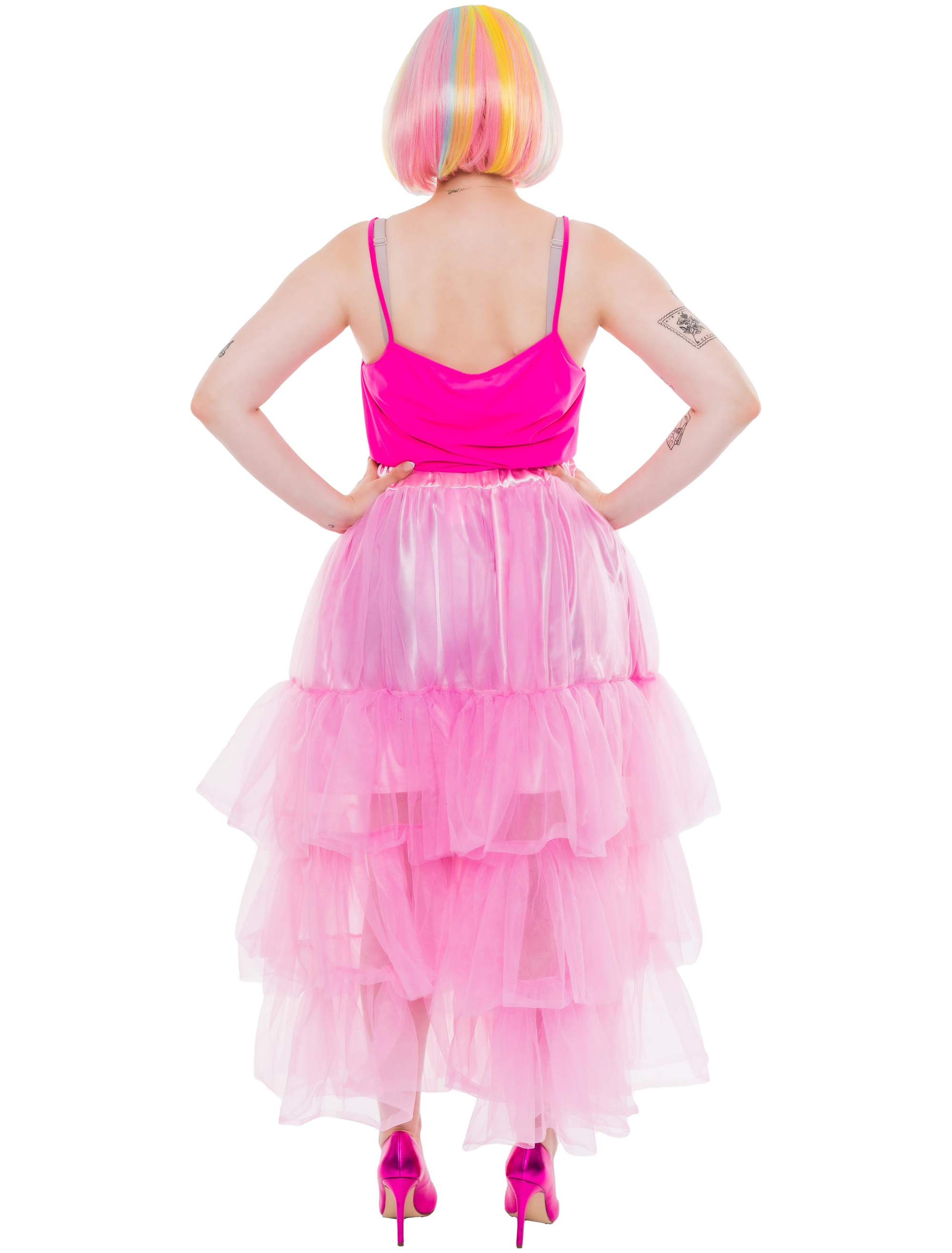 Tüllrock lang Damen pink one size
