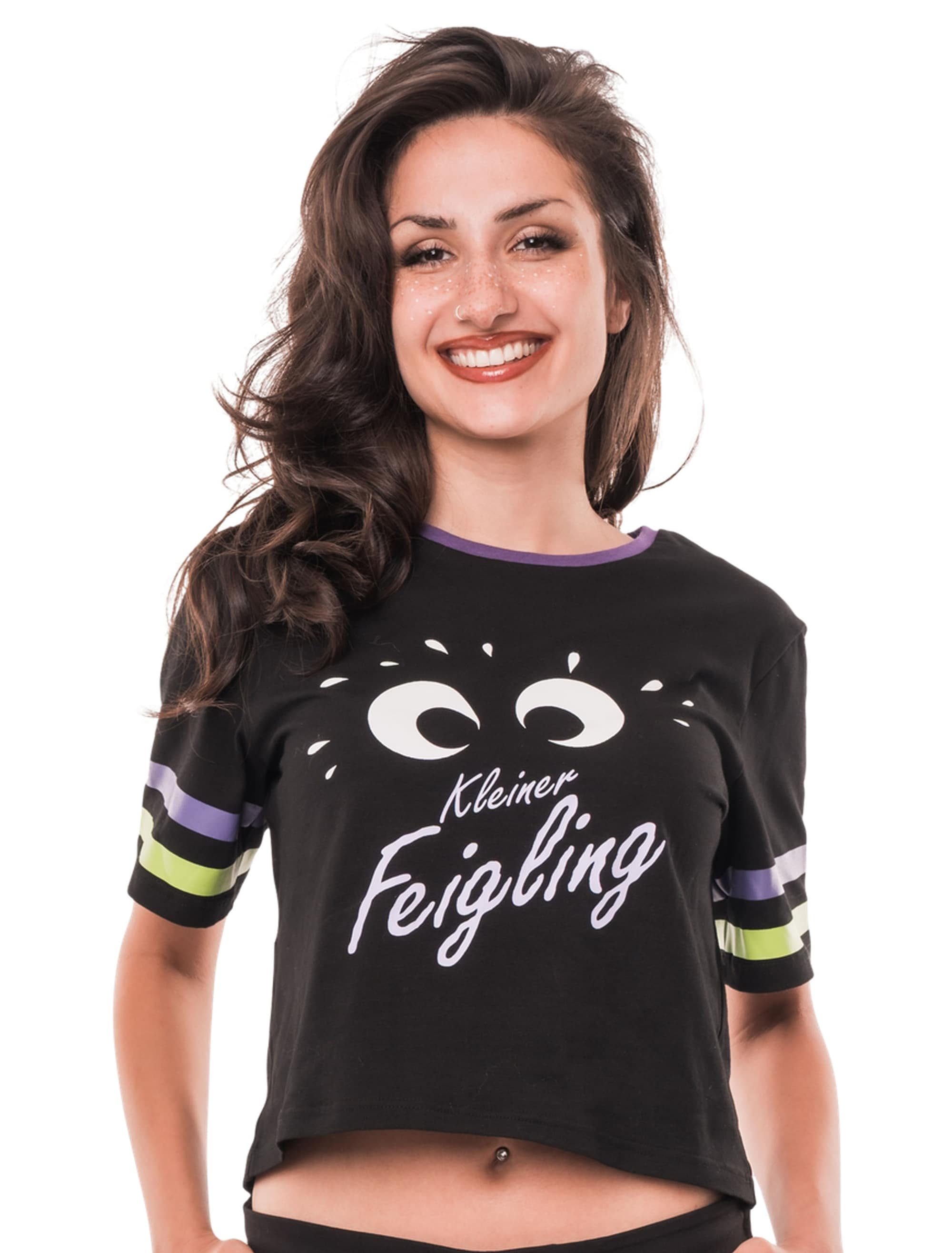 Crop Top Kleiner Feigling Damen schwarz L/XL