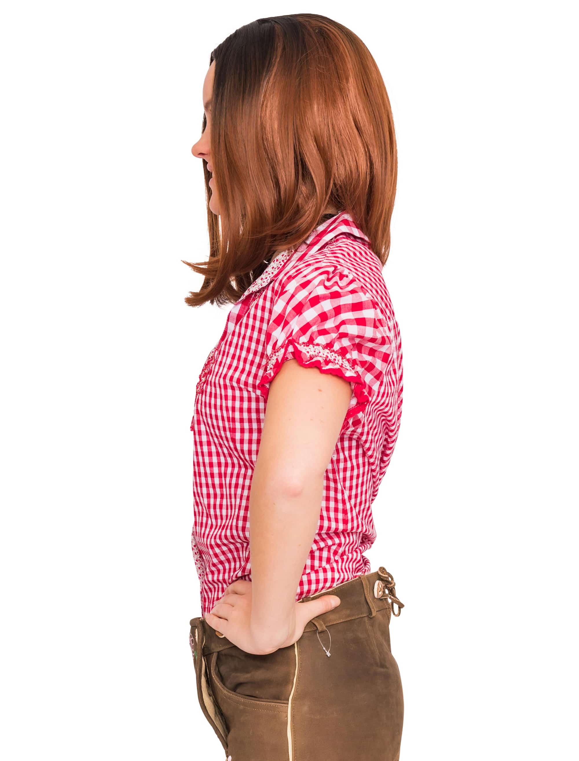 Trachtenbluse Irmgard kariert Damen rot/weiß 46