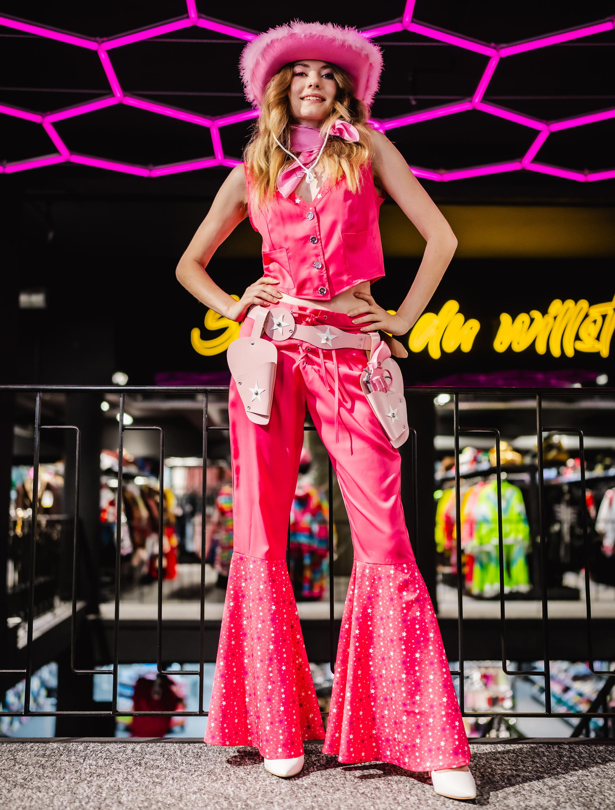 Cowgirl 2-teilig Damen pink L