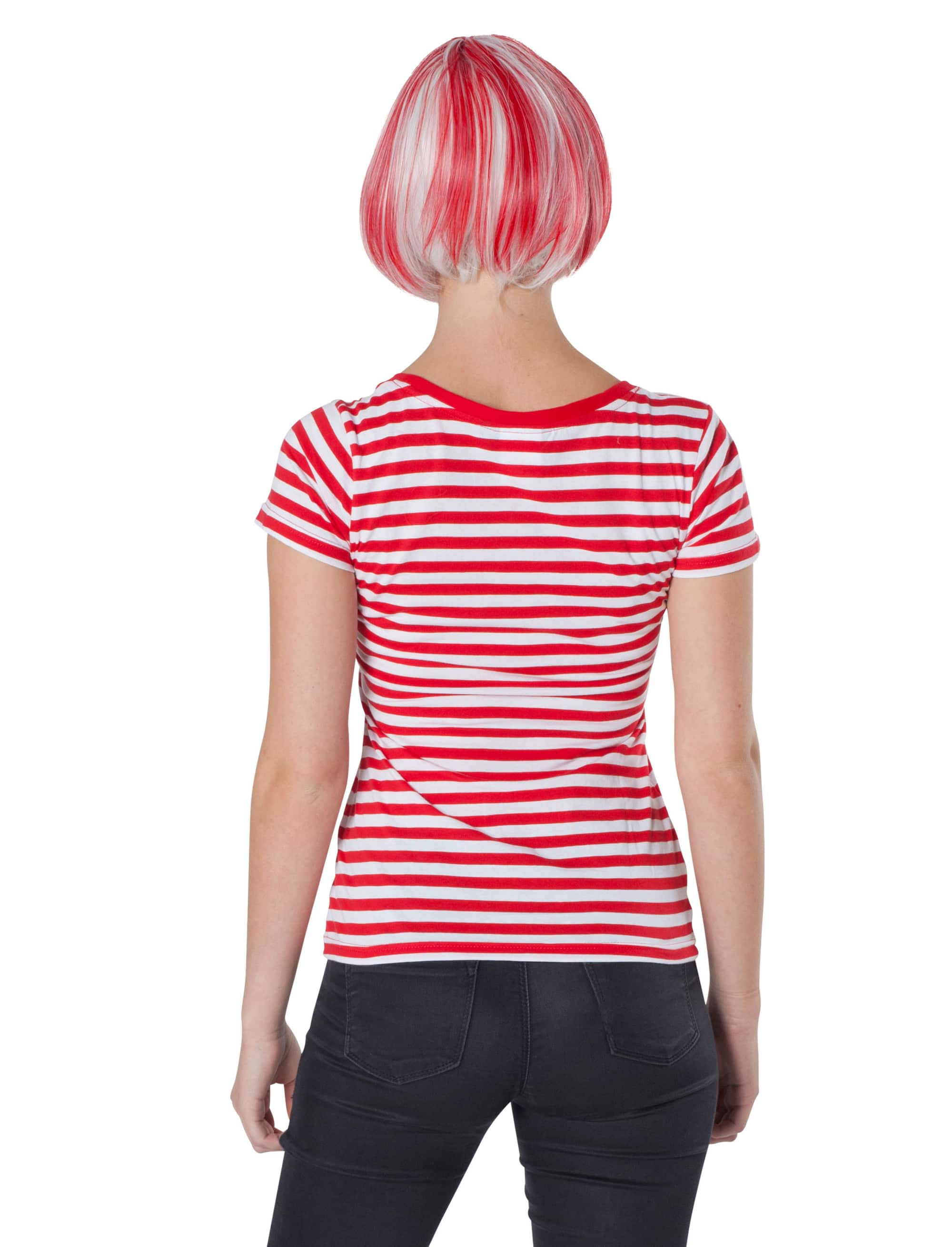 Lady-Ringelshirt kurzarm rot/weiß M