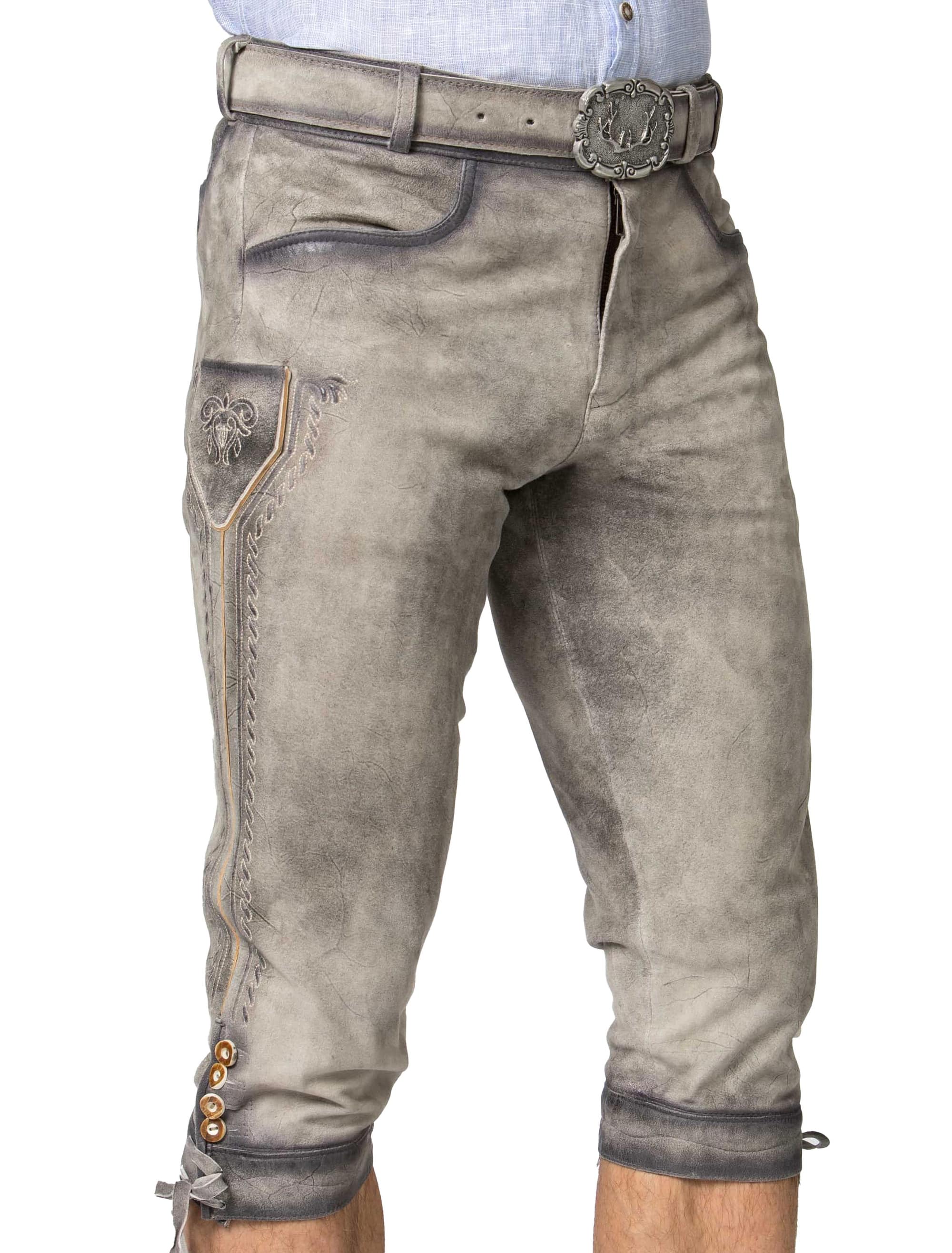 Lederhose Siegbert Herren grau 54