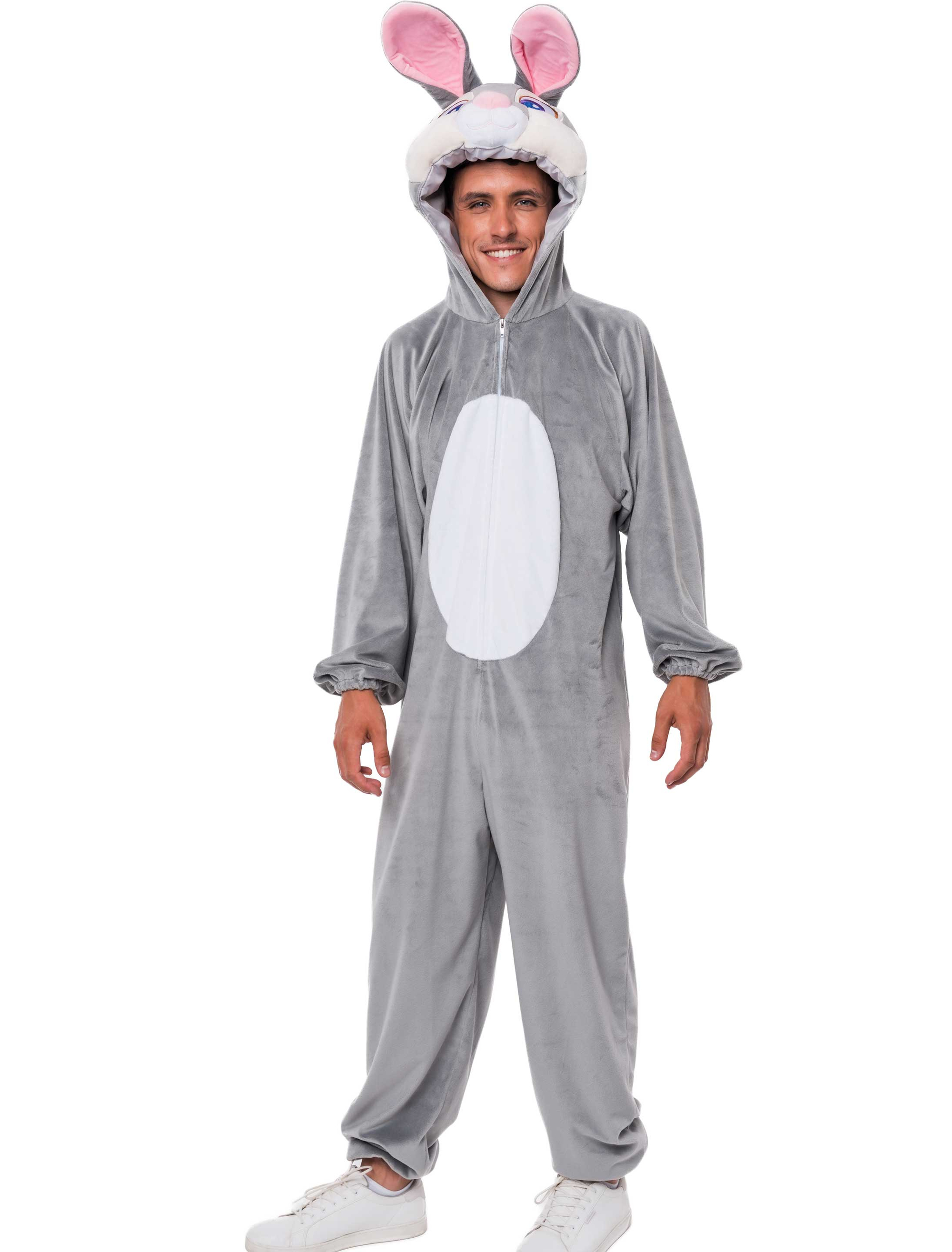 Overall Hase Plüsch grau S/M
