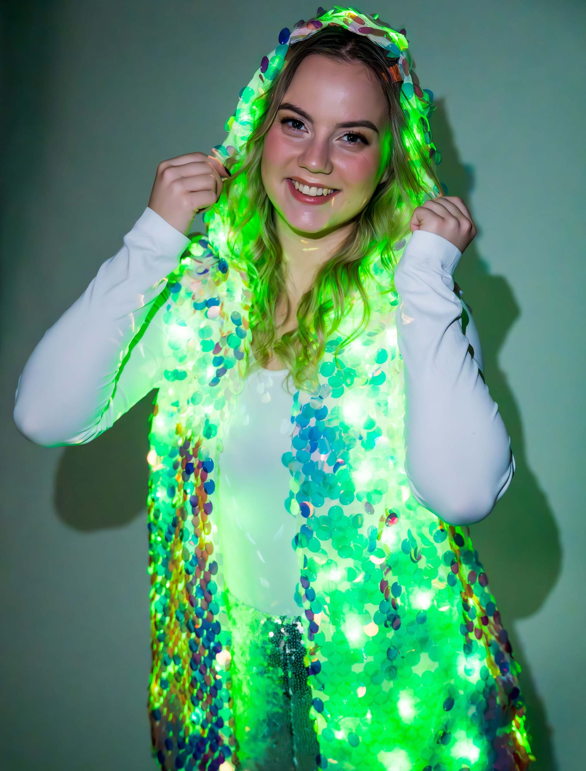 Weste mit Pailletten und LED Damen rosa S/M