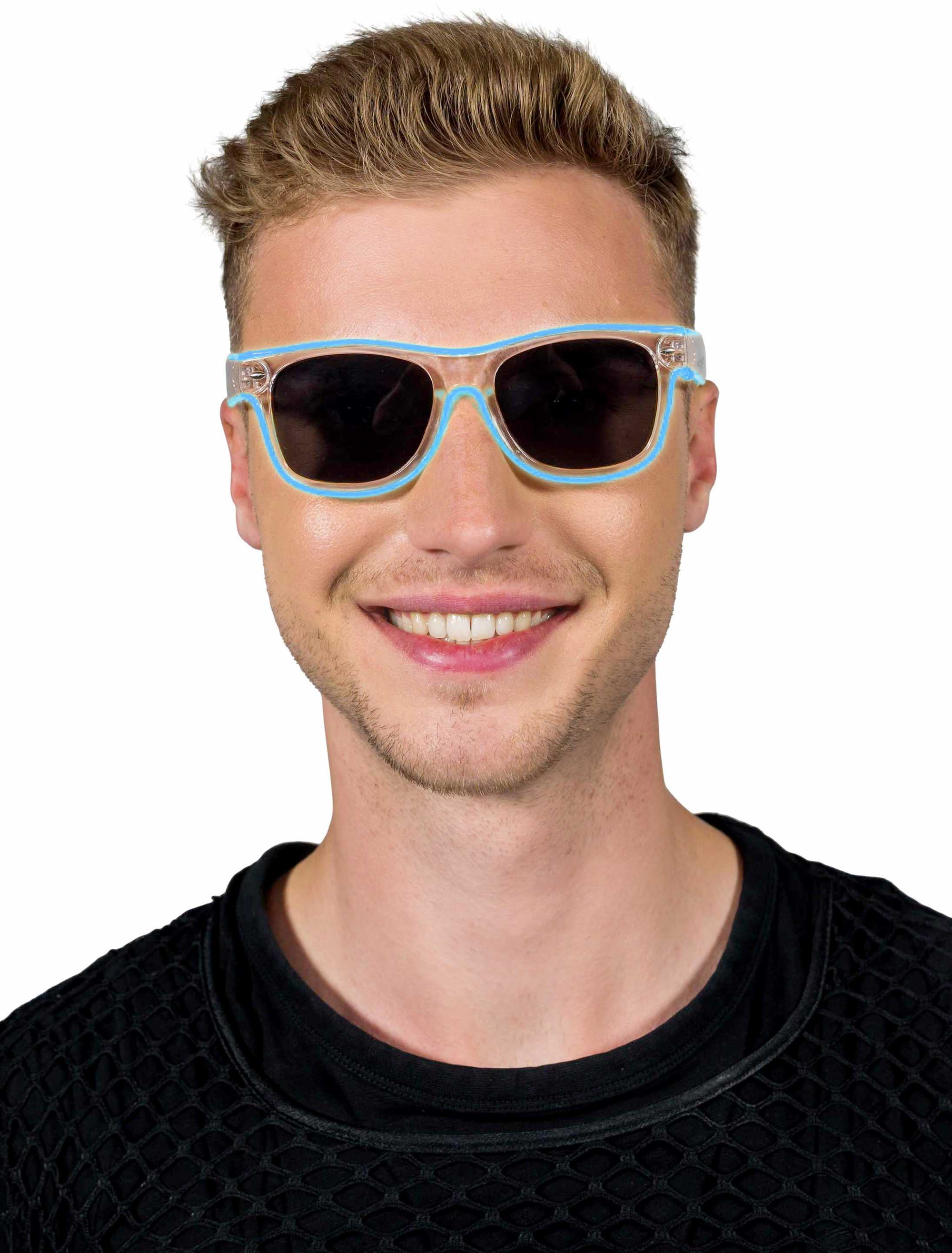 LED Brille neonblau