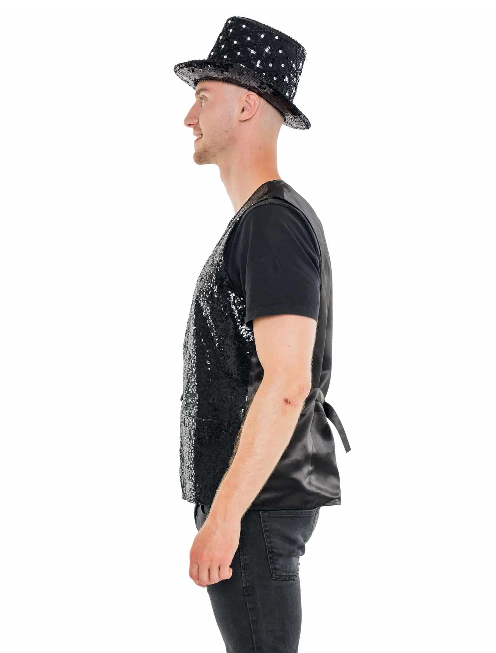Paillettenweste Herren schwarz L/XL