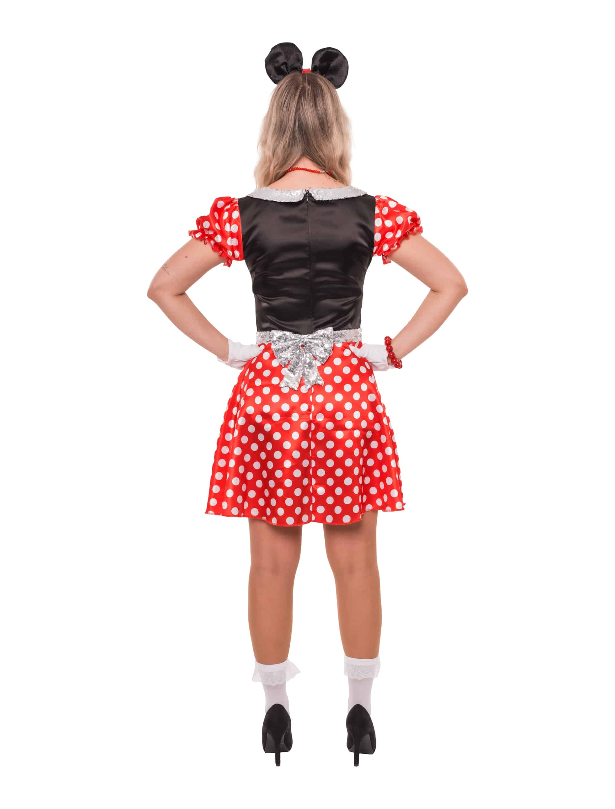 Kleid Maus Damen schwarz/weiß/rot 2XL
