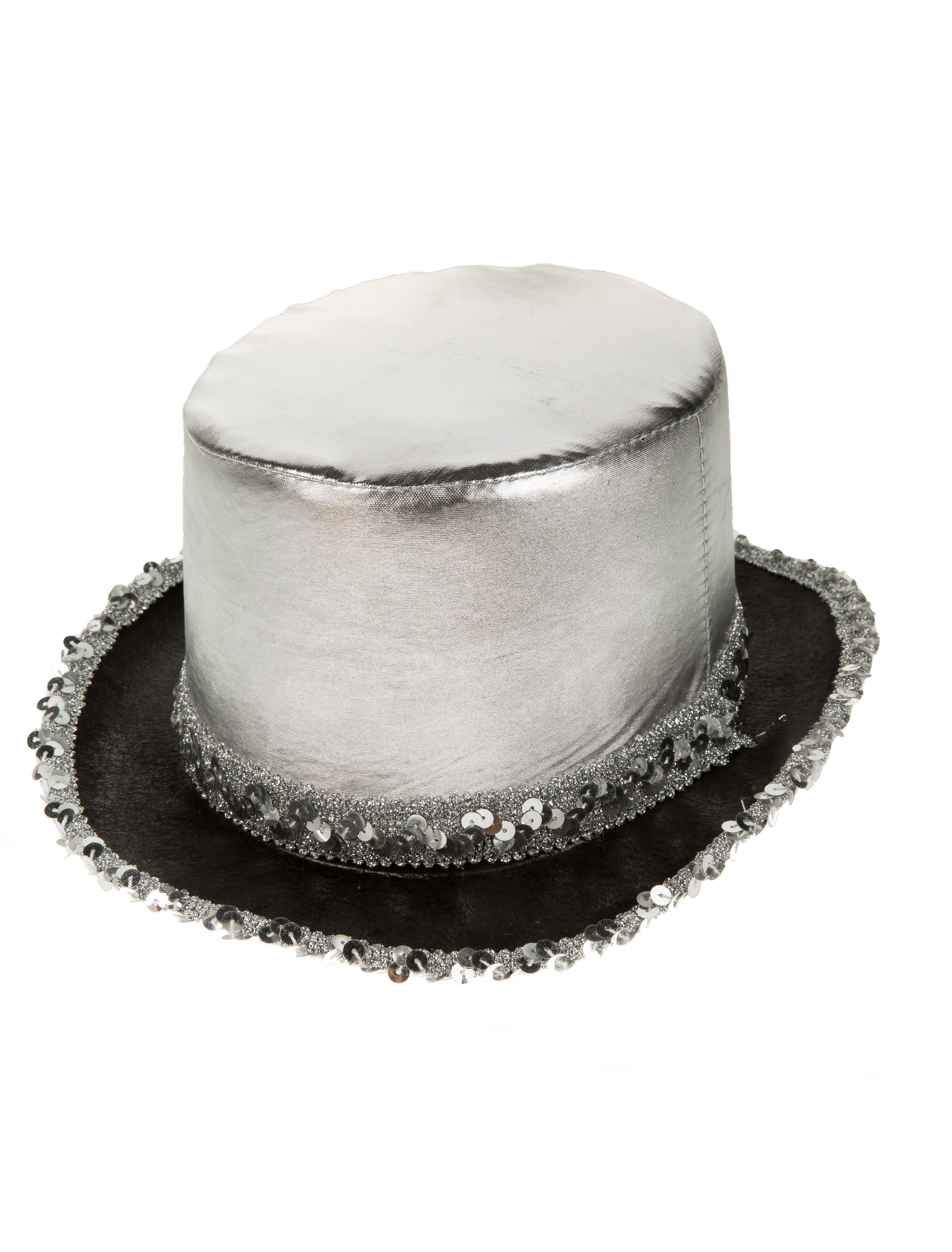 Zylinder lamee und Pailletten Damen silber one size