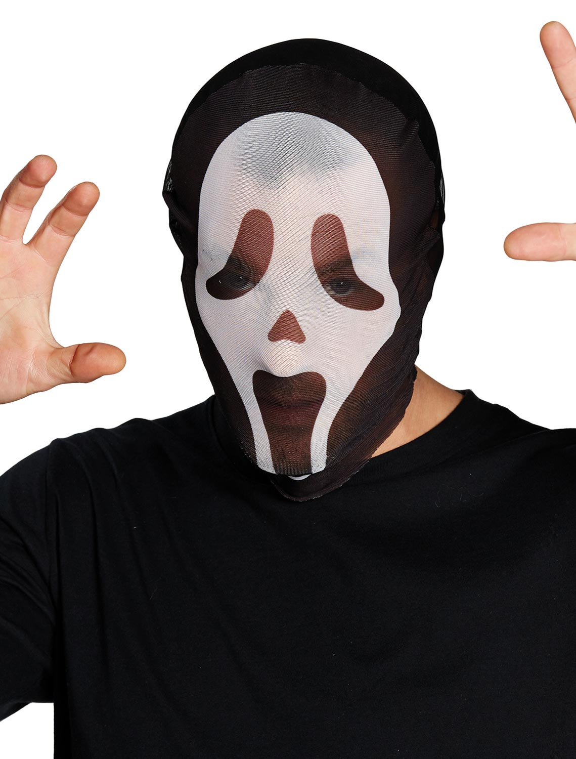 Strumpfmaske Geist schwarz/weiß