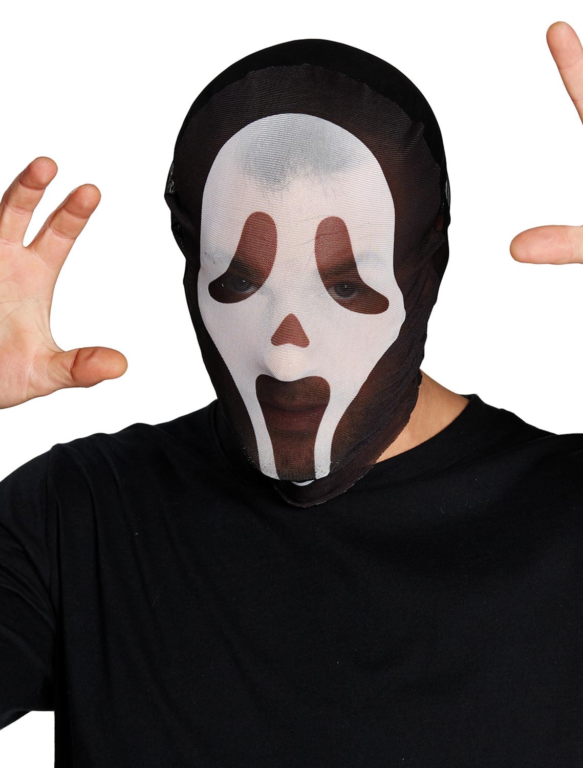 Strumpfmaske Geist schwarz/weiß