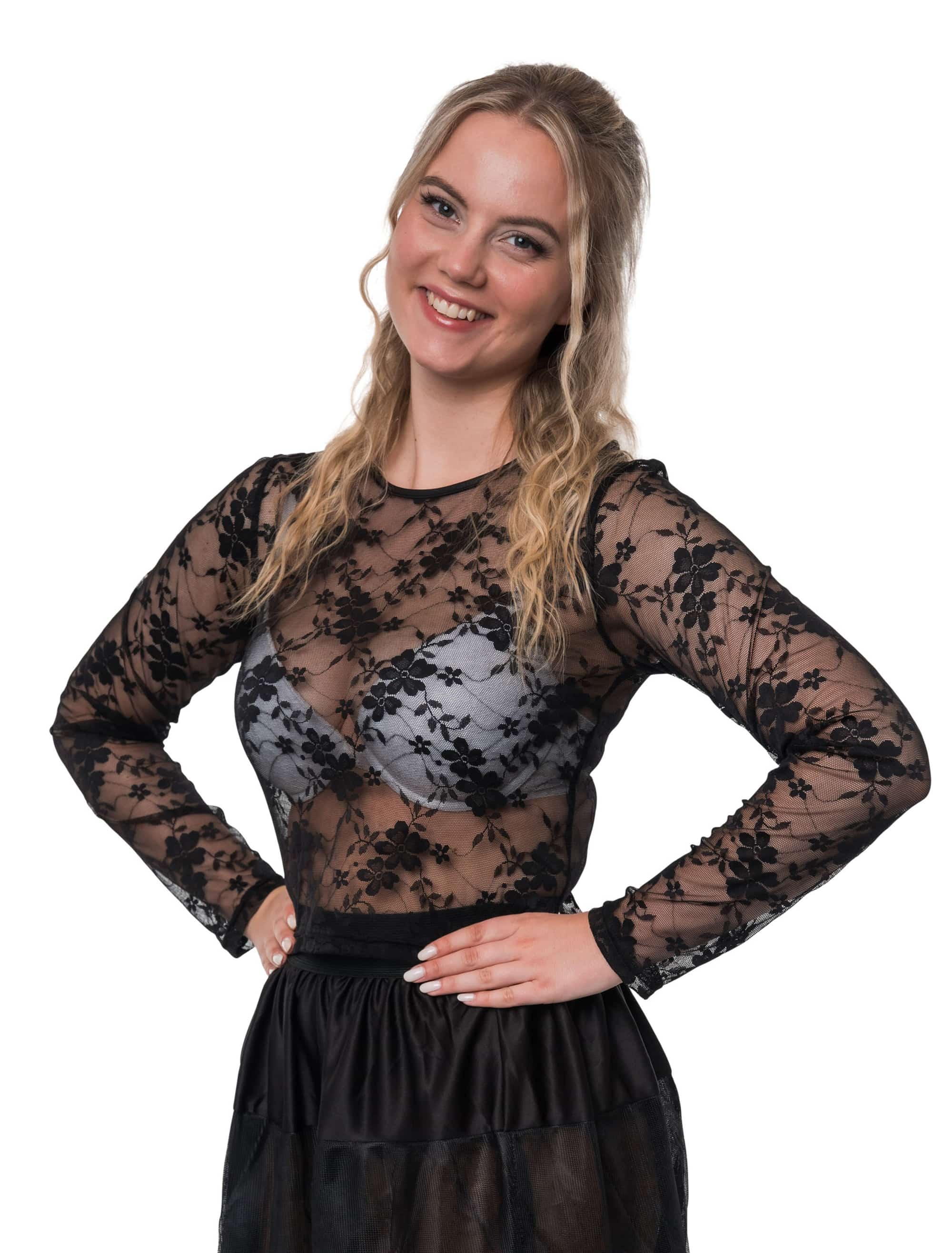 Oberteil Mesh Blumen Damen schwarz 36