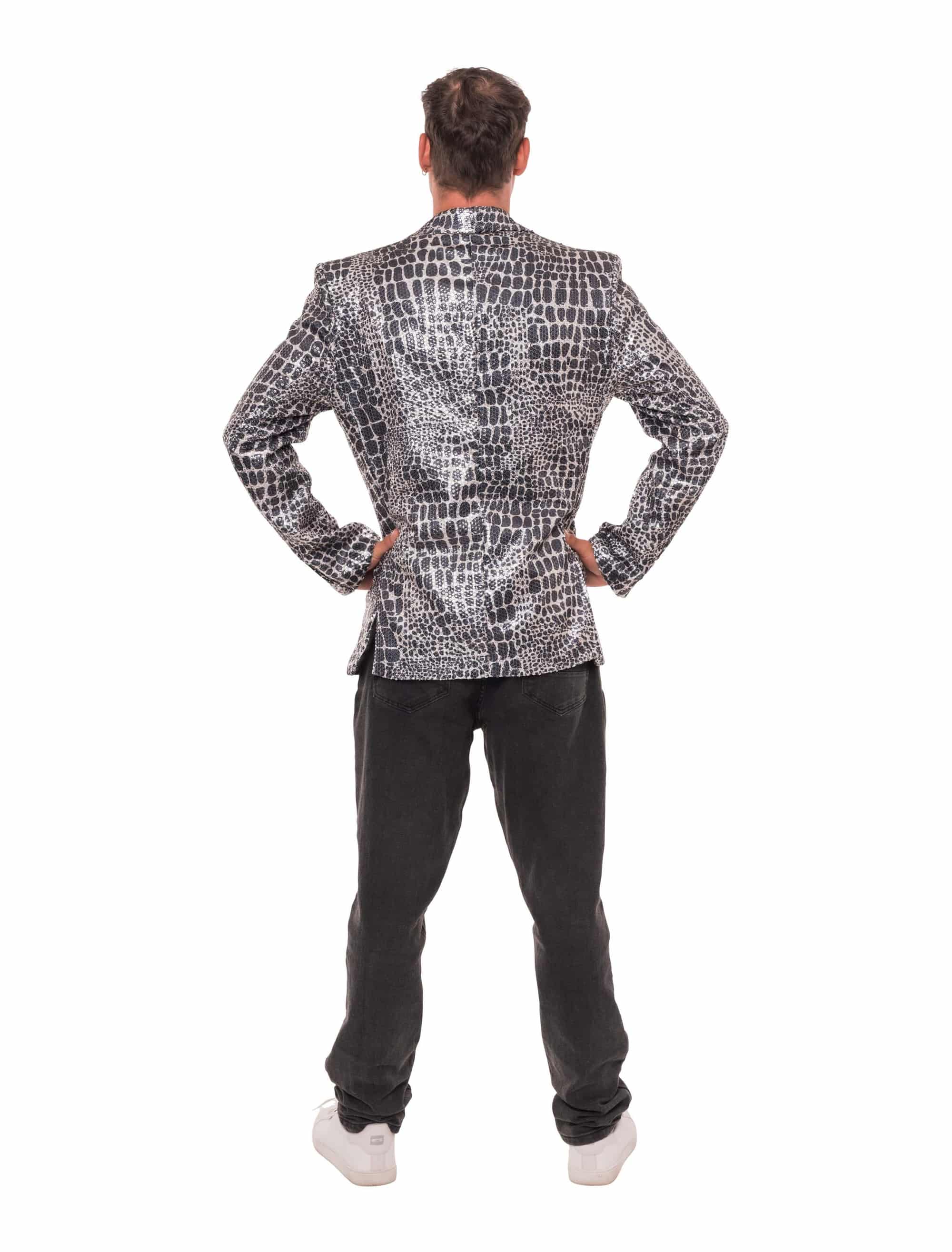Jackett Krokodil mit Pailletten Herren schwarz/silber S/M