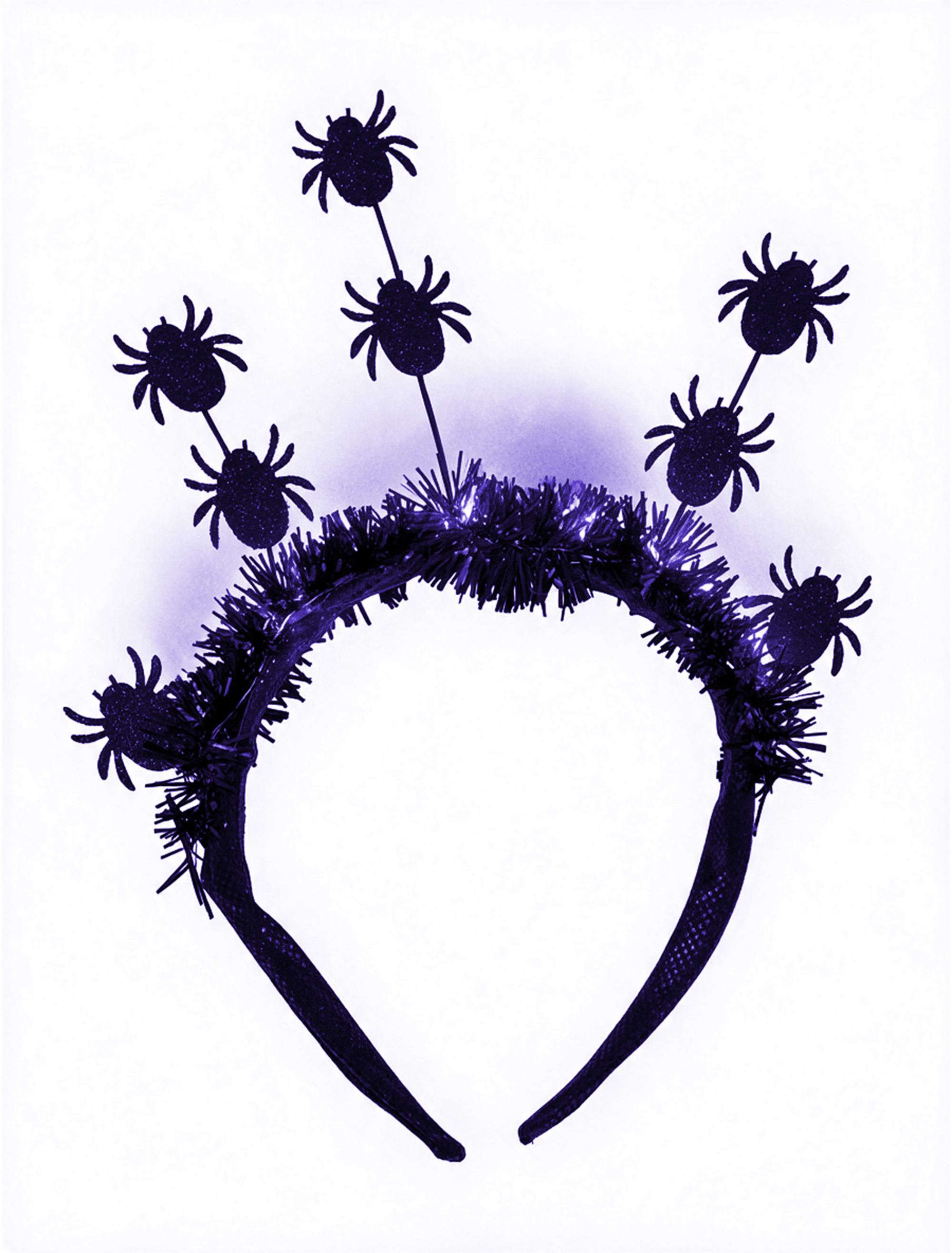 LED Haarreif Spinnen mit Lametta schwarz