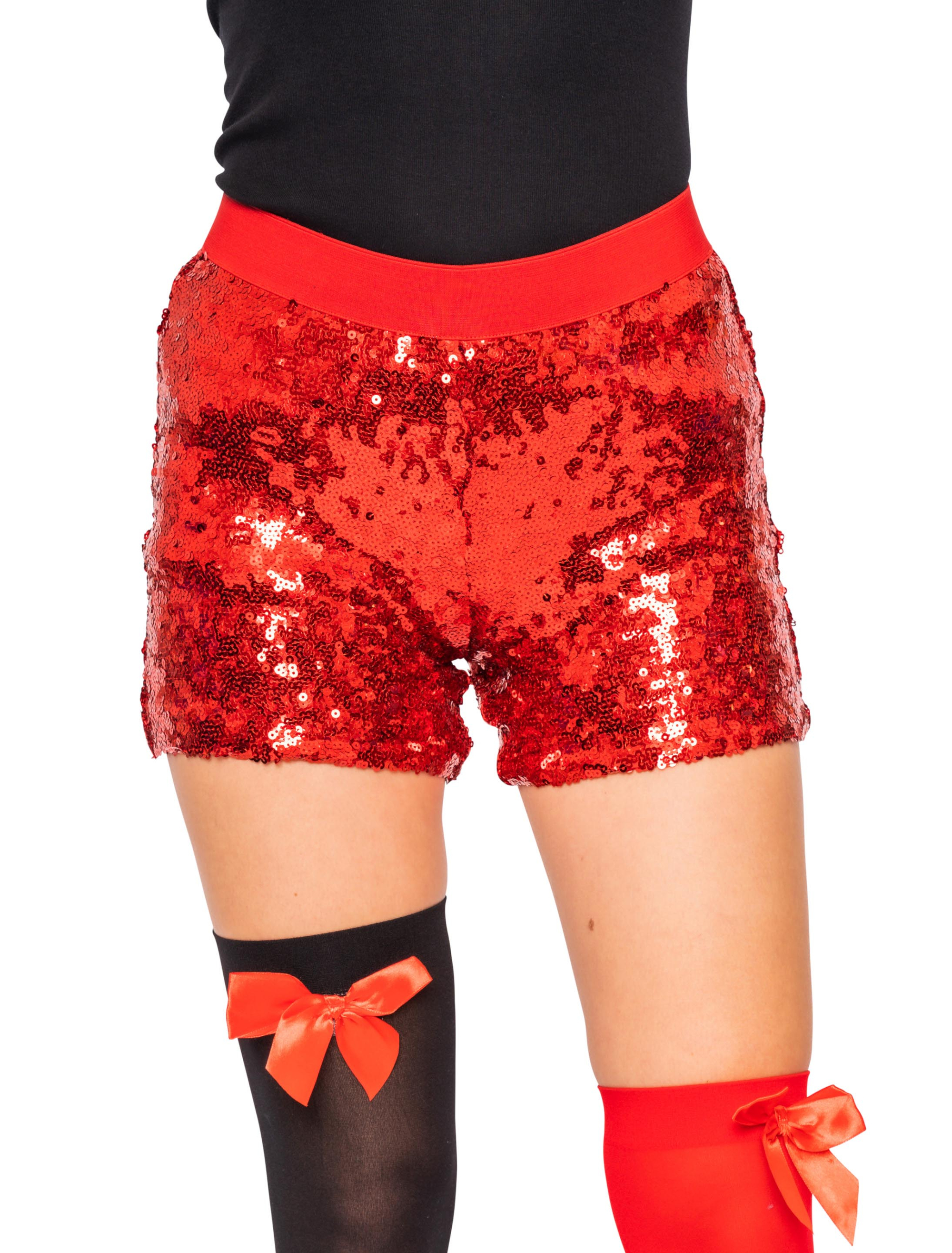 Shorts Pailletten Damen rot S/M