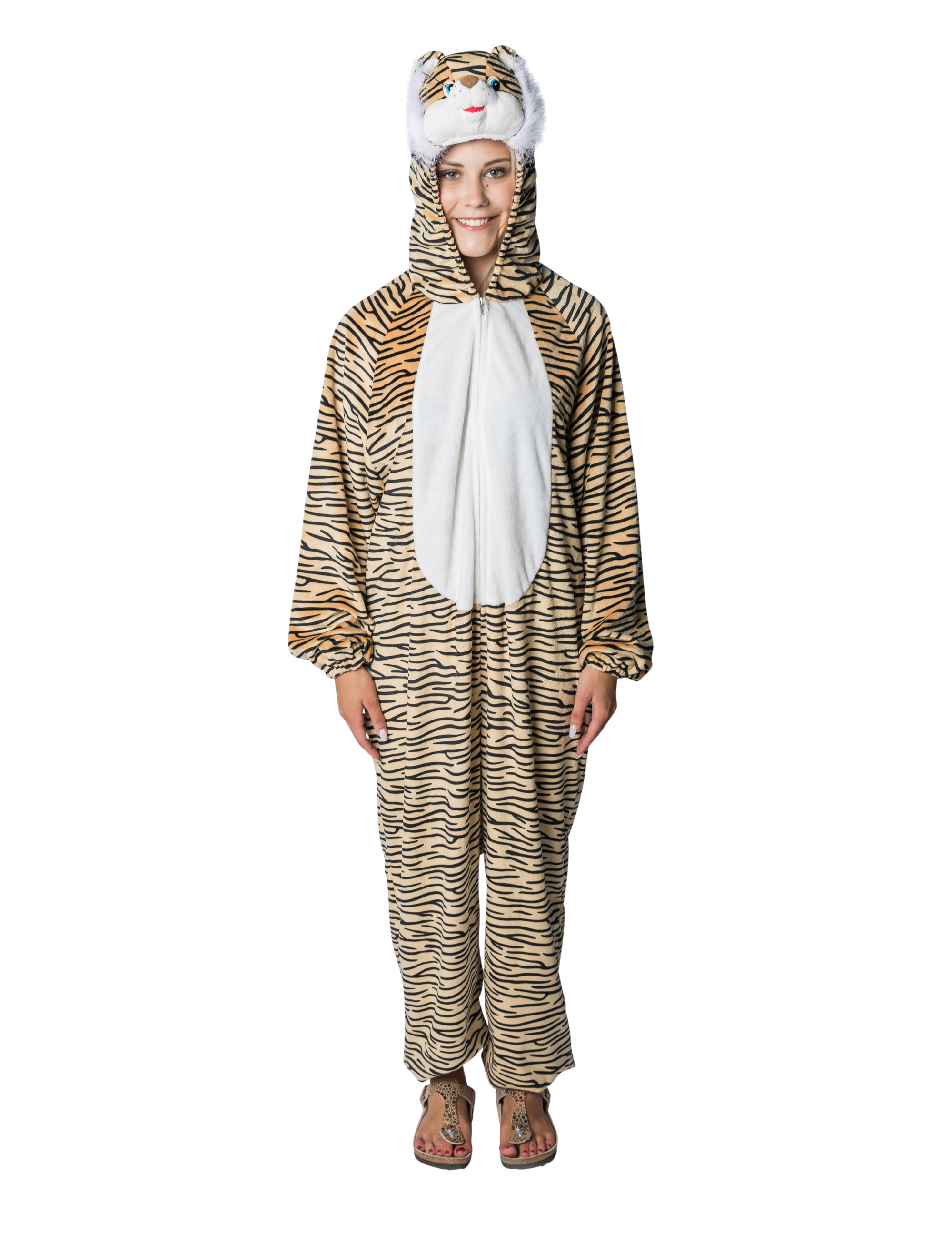 Overall Plüsch Tiger Damen schwarz/braun 34-36