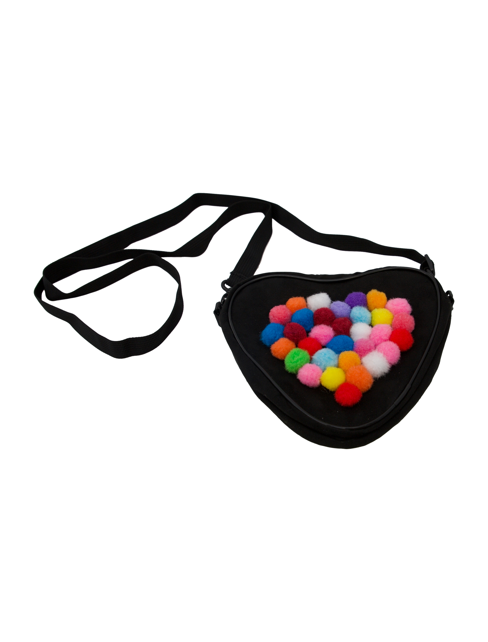 Tasche Herz mit Pompoms schwarz