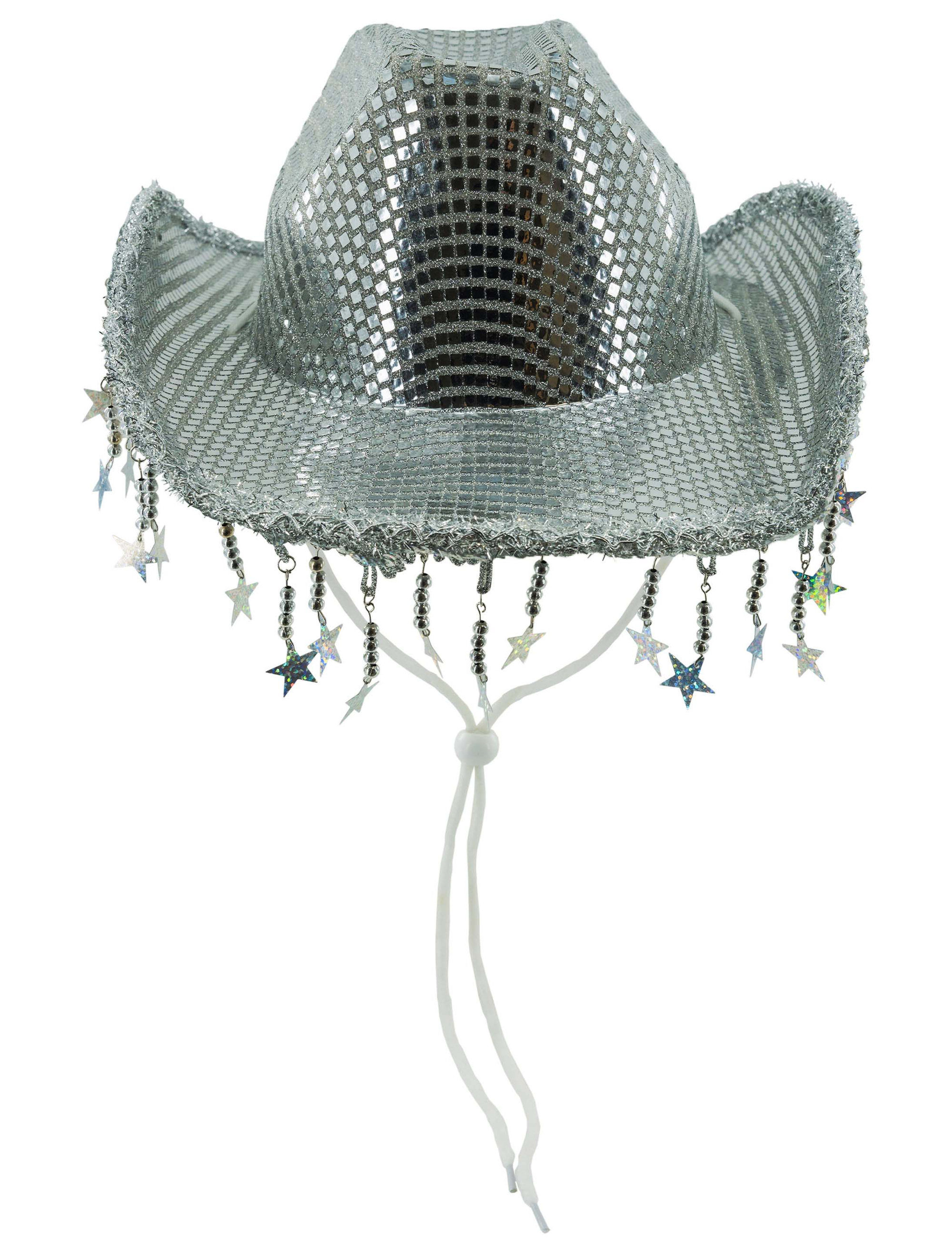 Cowgirlhut Metallic mit Sternenfransen silber 58