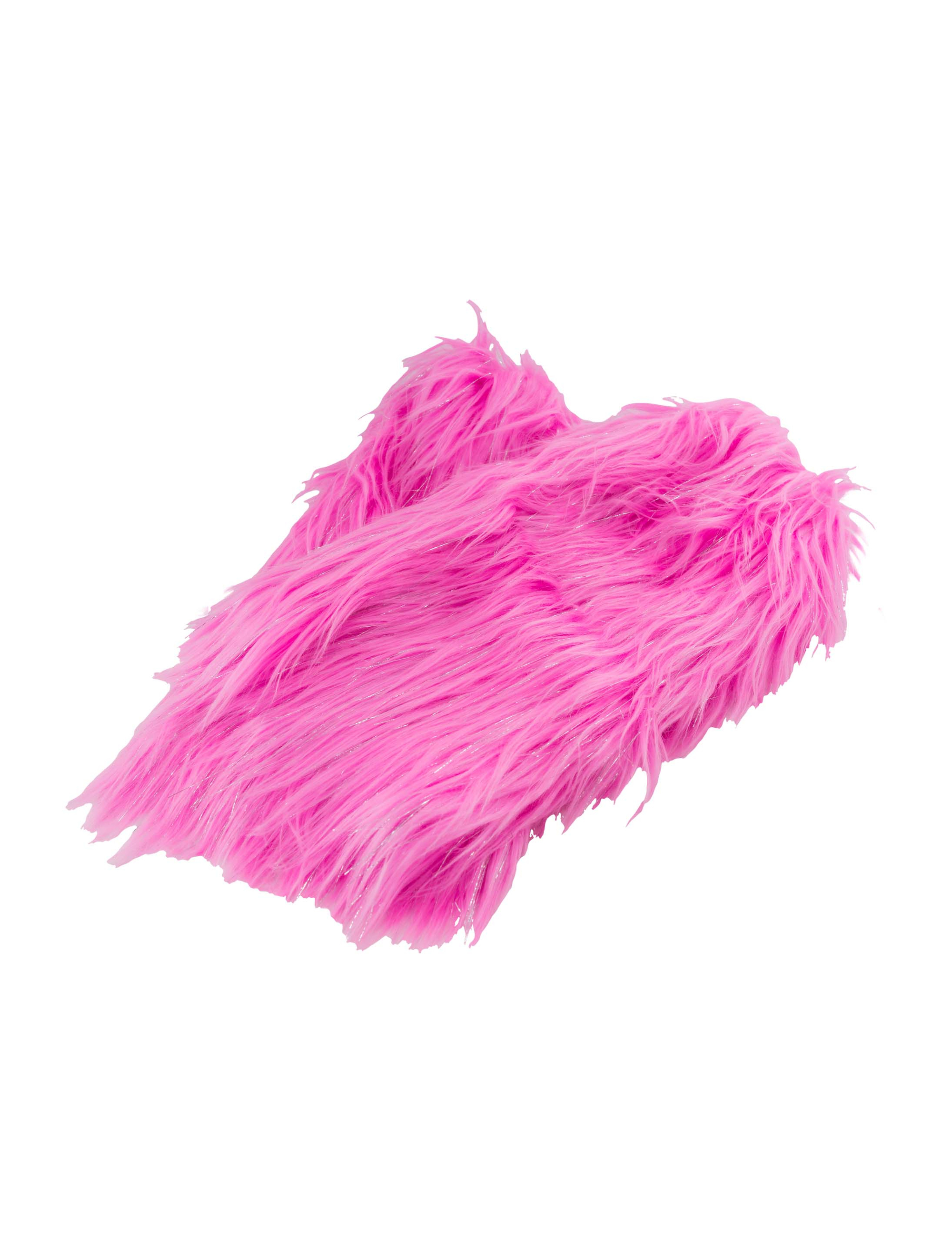 Beinstulpen Fell 38cm mit Silberfäden pink one size