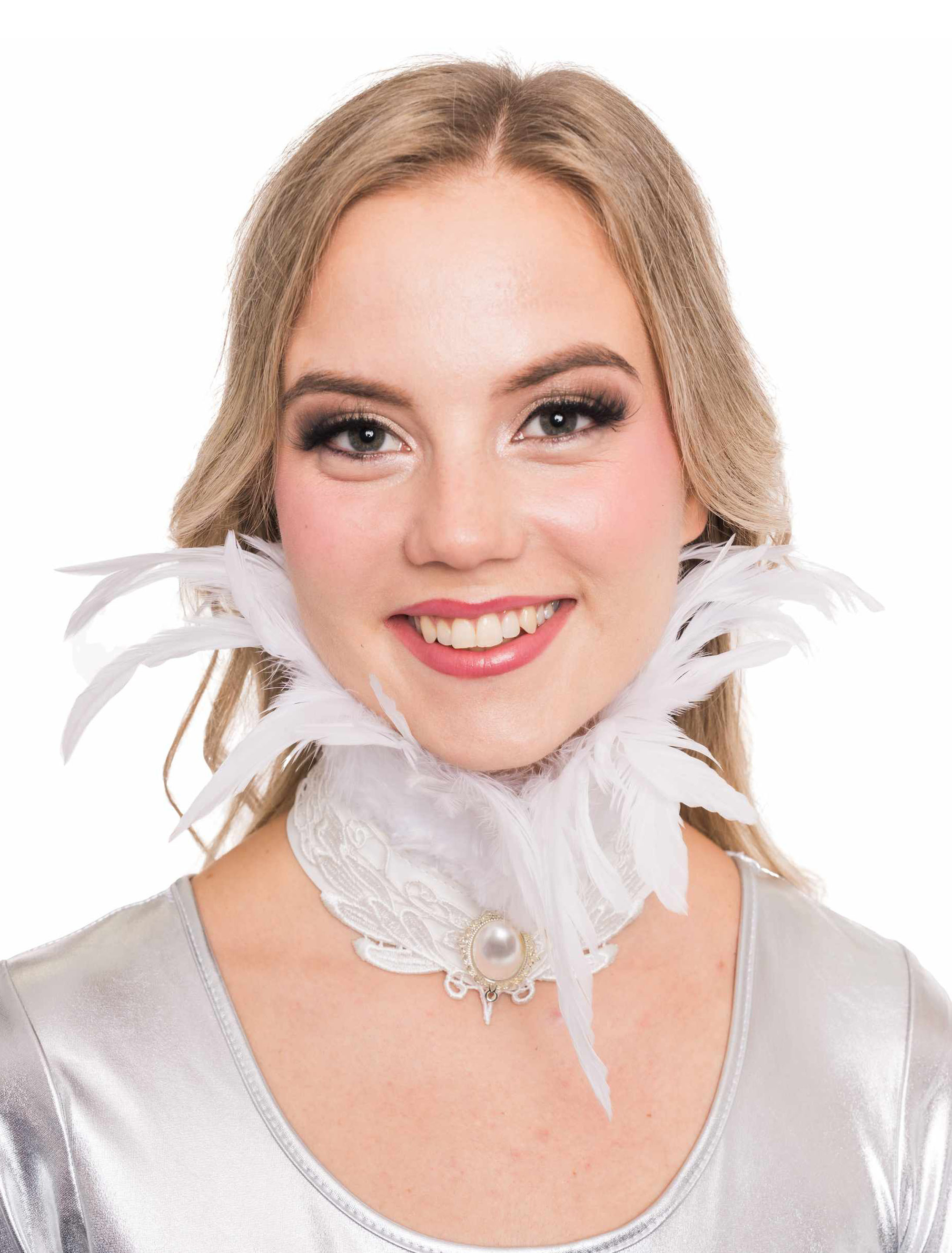 Halsband mit Federn weiß