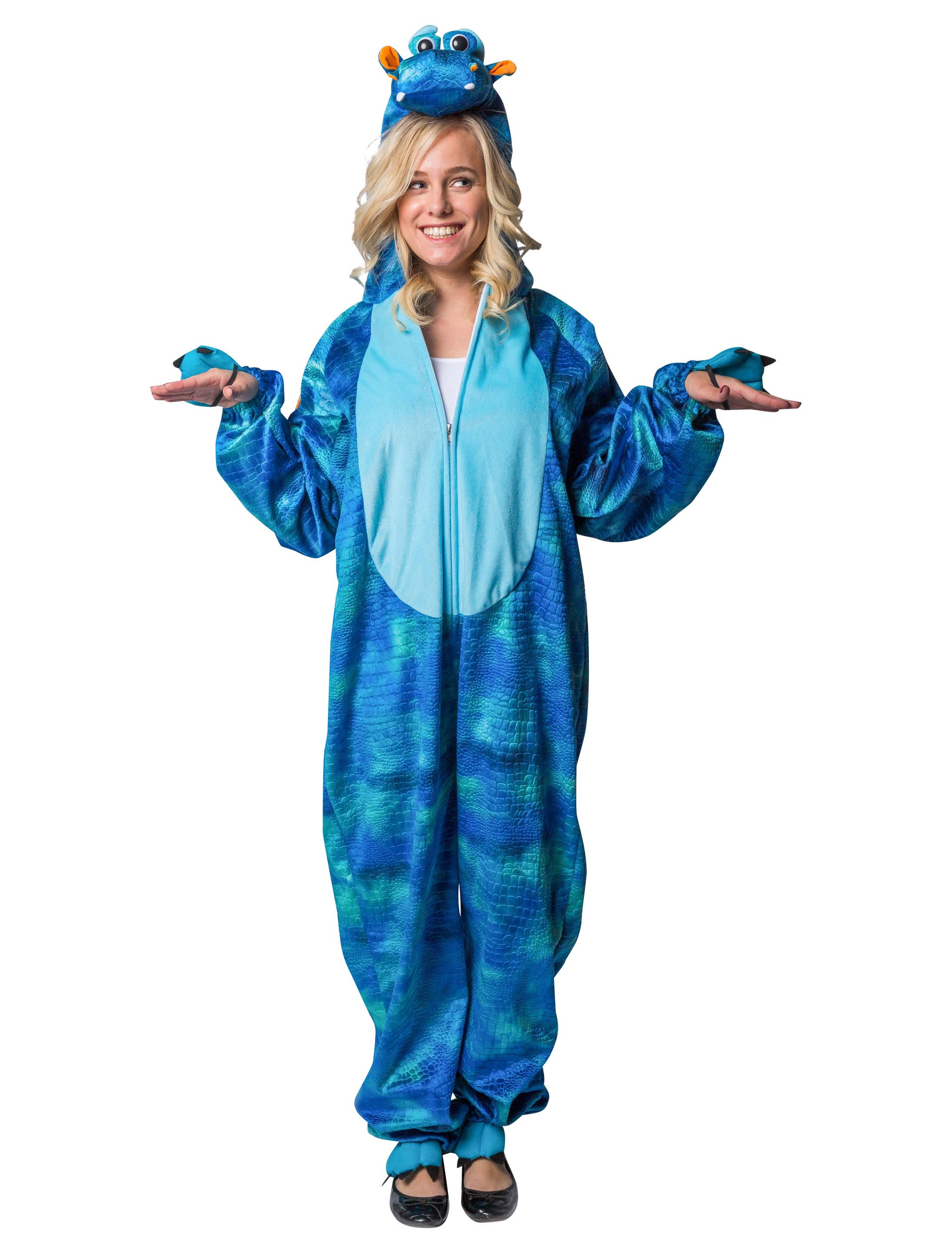 Overall Plüsch Drache Damen blau 34-36