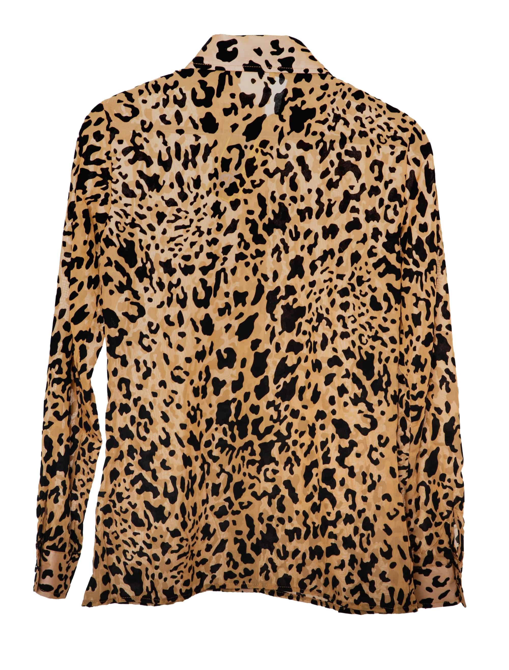 Bluse transparent Leopard Damen braun S/M
