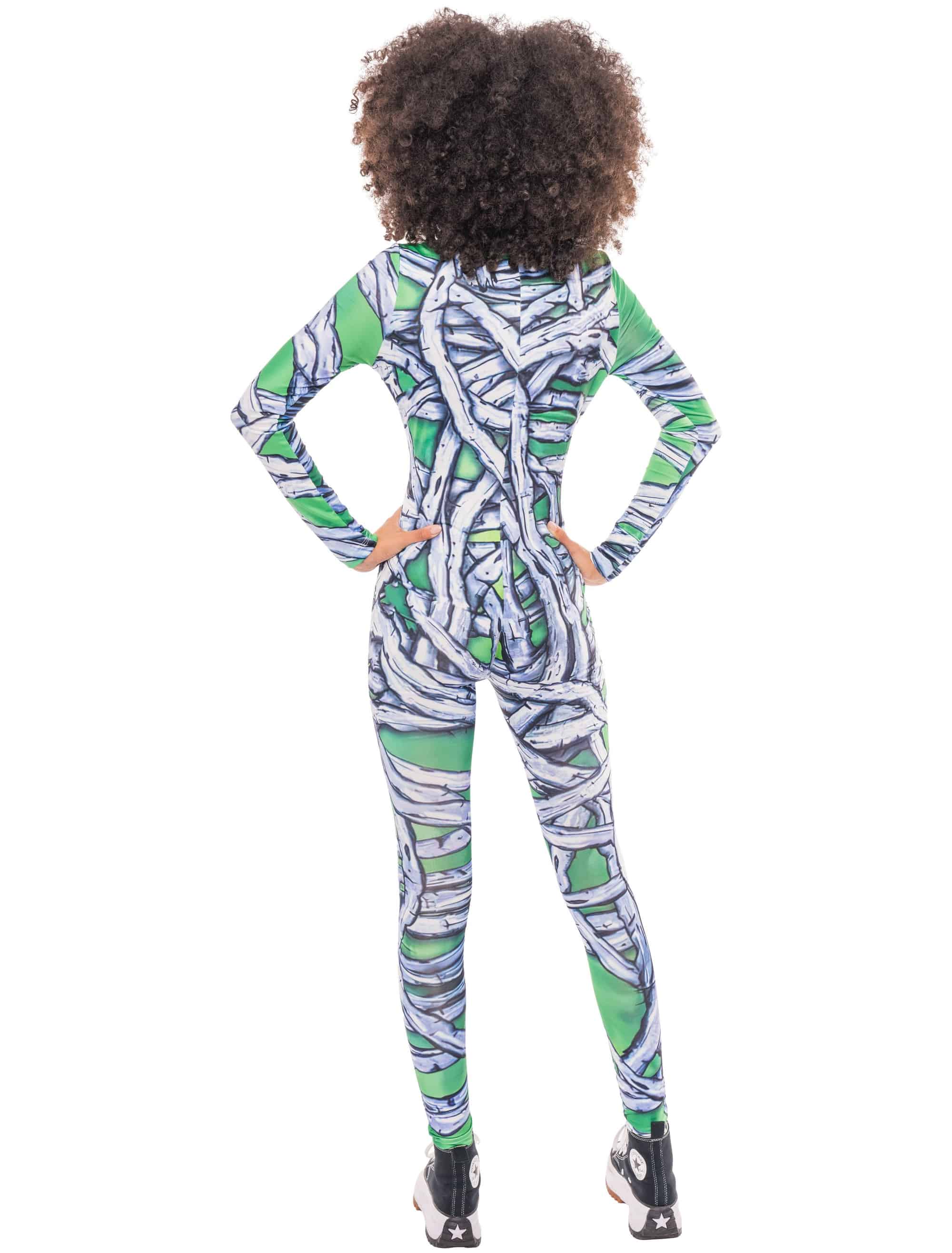 Jumpsuit Mumie Print Damen grün/weiß S/M