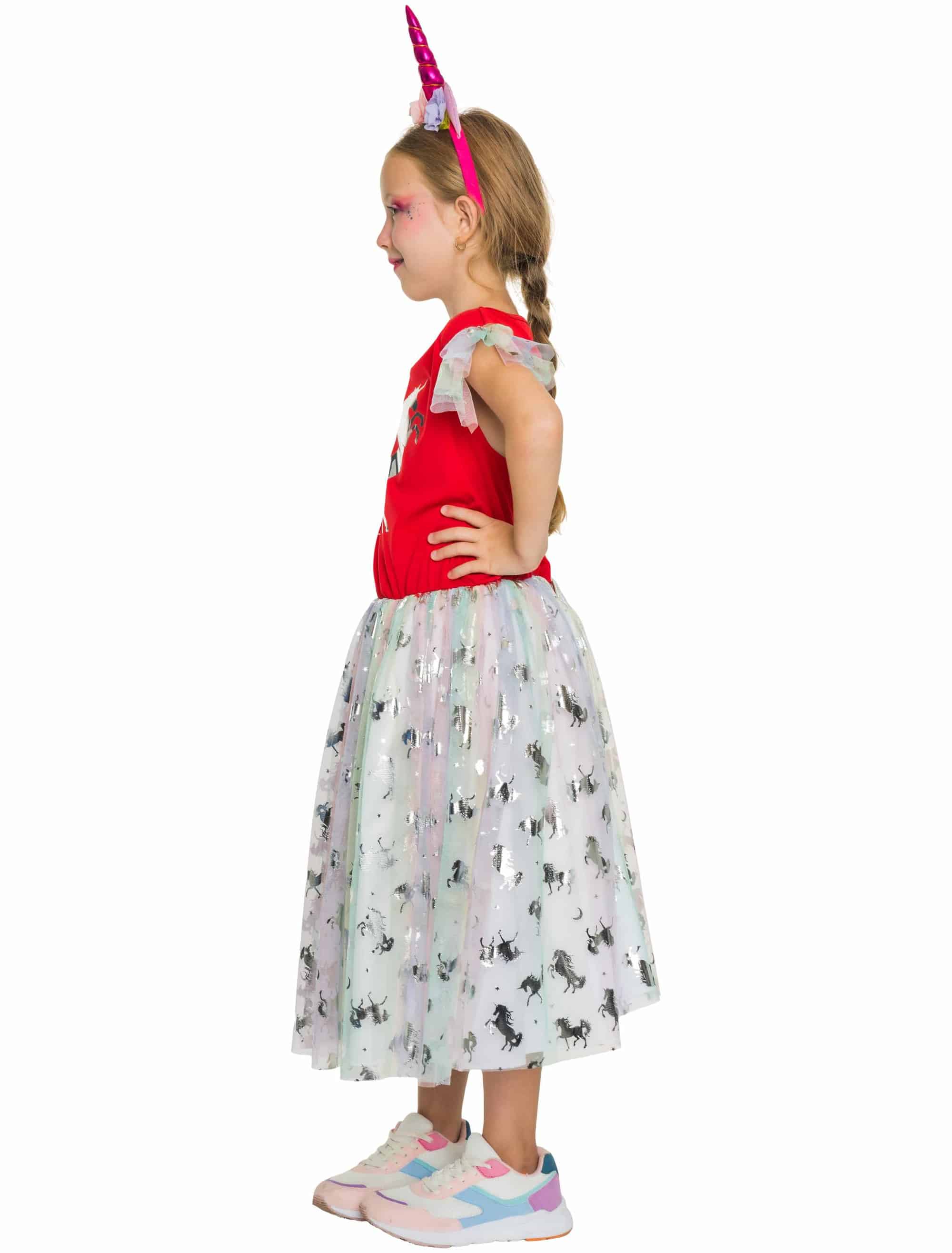 Kleid Einhorn Kinder bunt 116/128