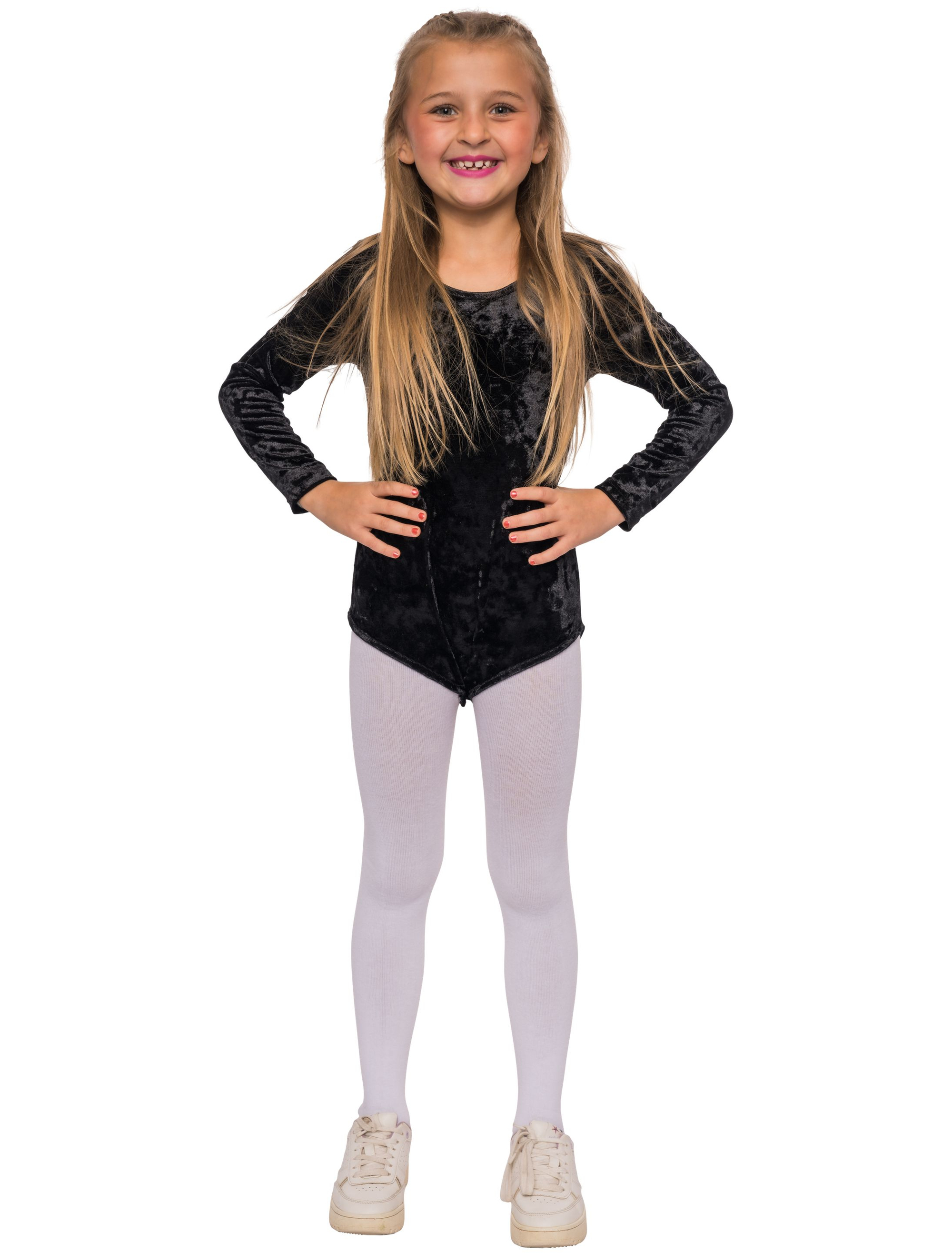 Body langarm Samt Kinder schwarz 116-128