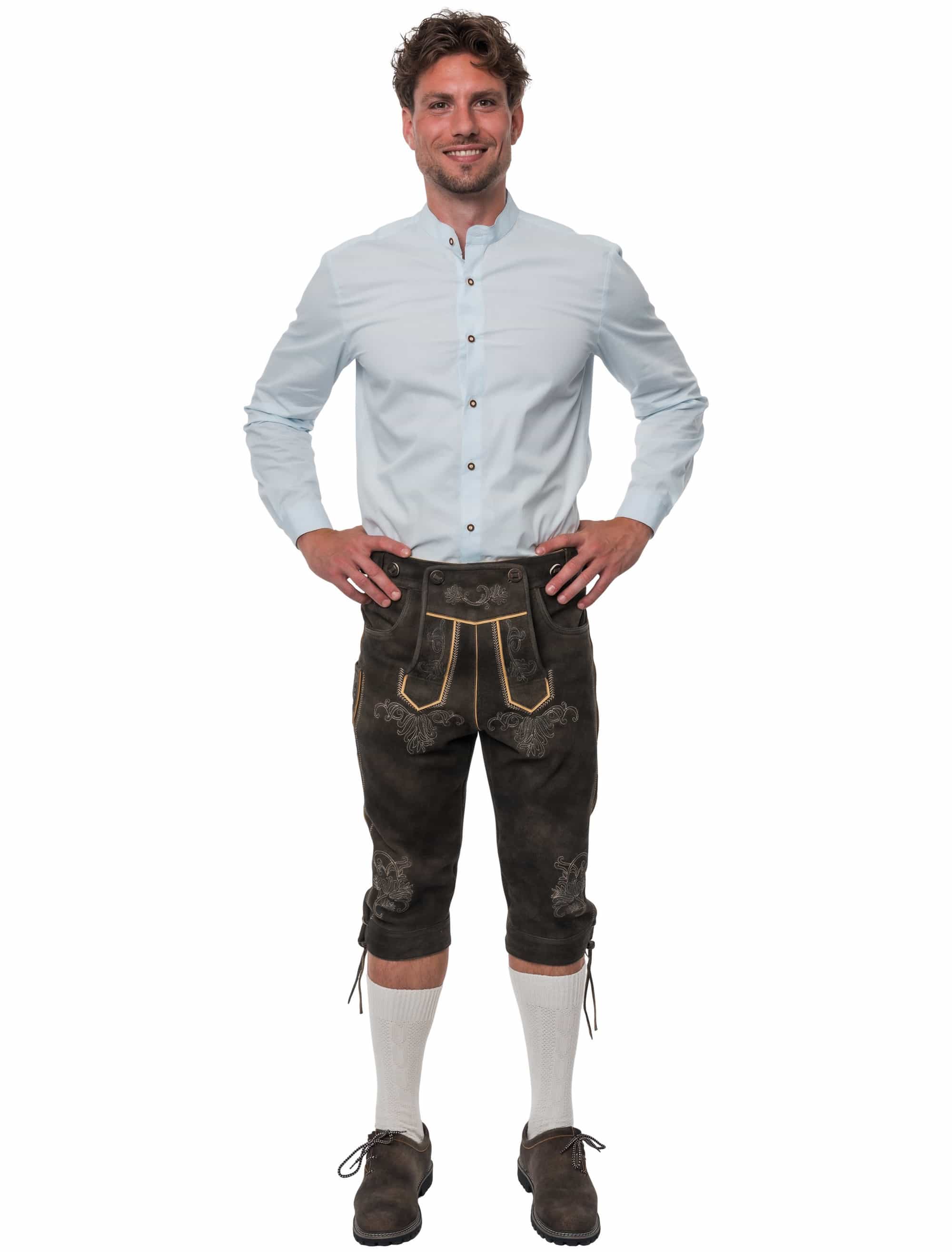 Lederhose Henry 3/4 lang Herren dunkelbraun S