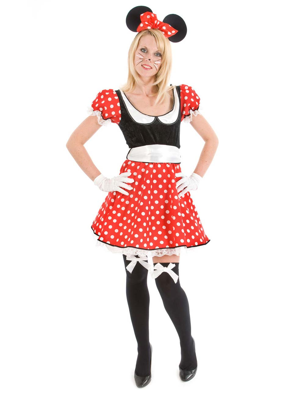 Kleid Mausi 2-tlg. Damen rot/schwarz 36