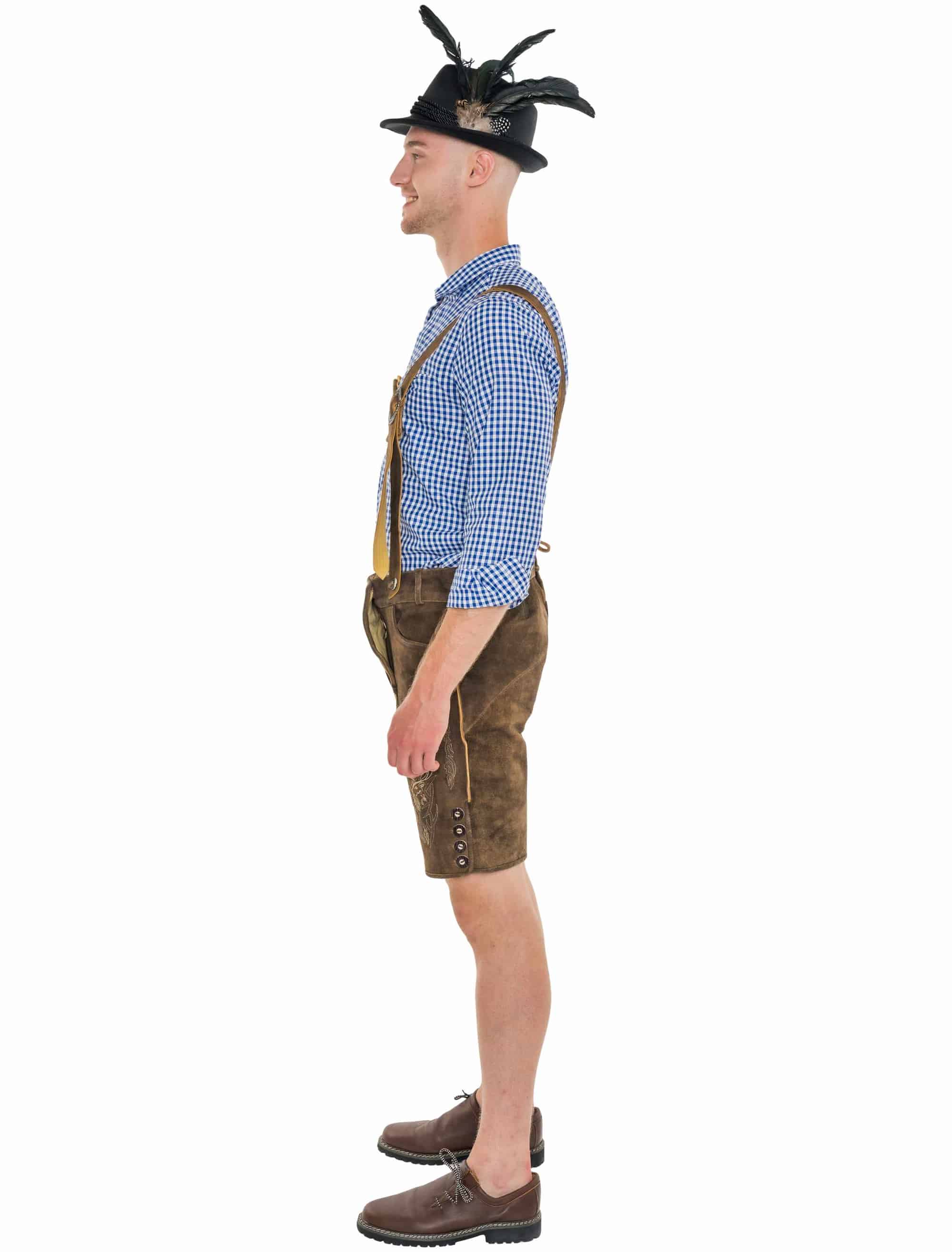 Lederhose kurz mit Hirsch Herren braun 4XL