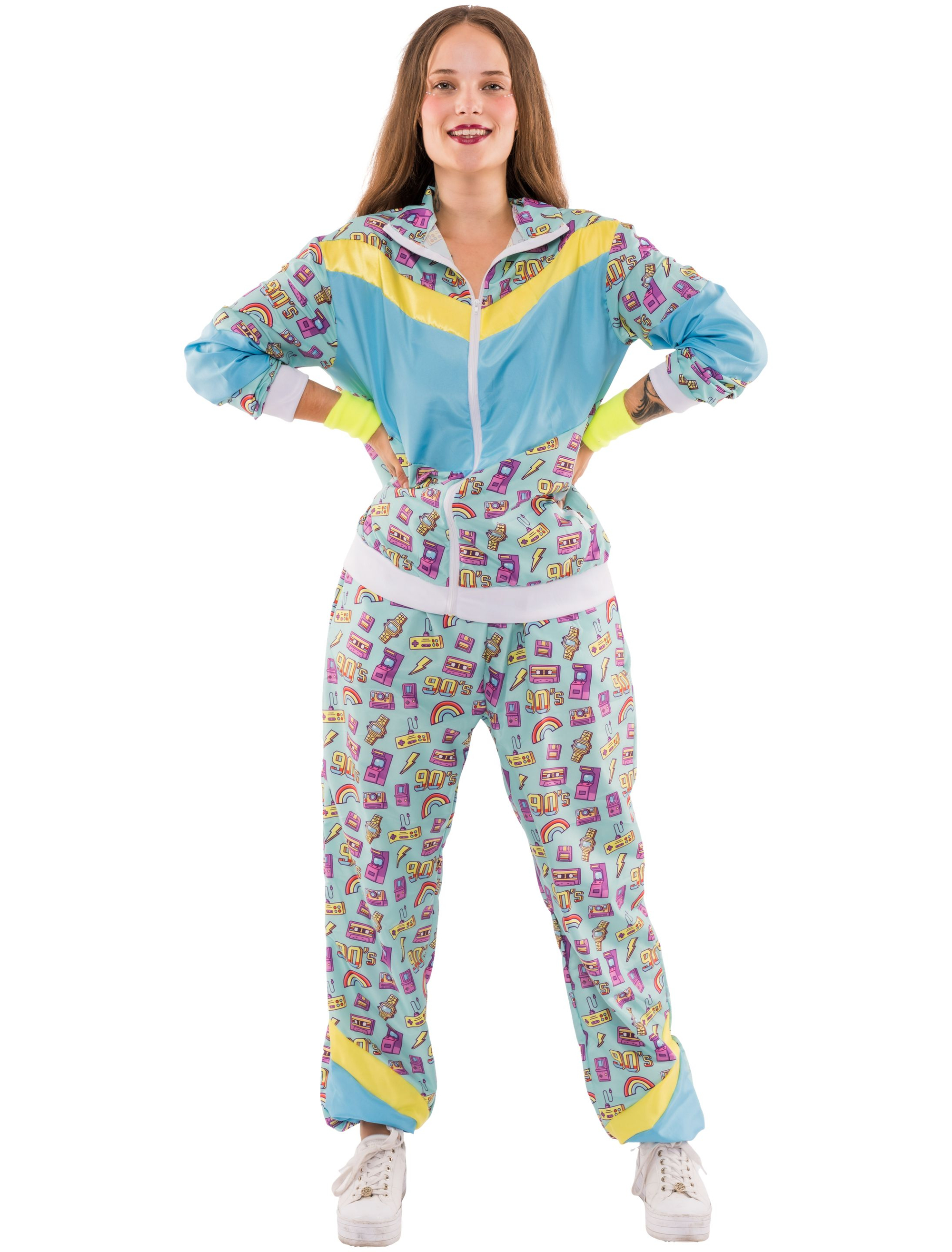 Jogging Anzug Kassette 2 tlg. Print gelb/blau XL