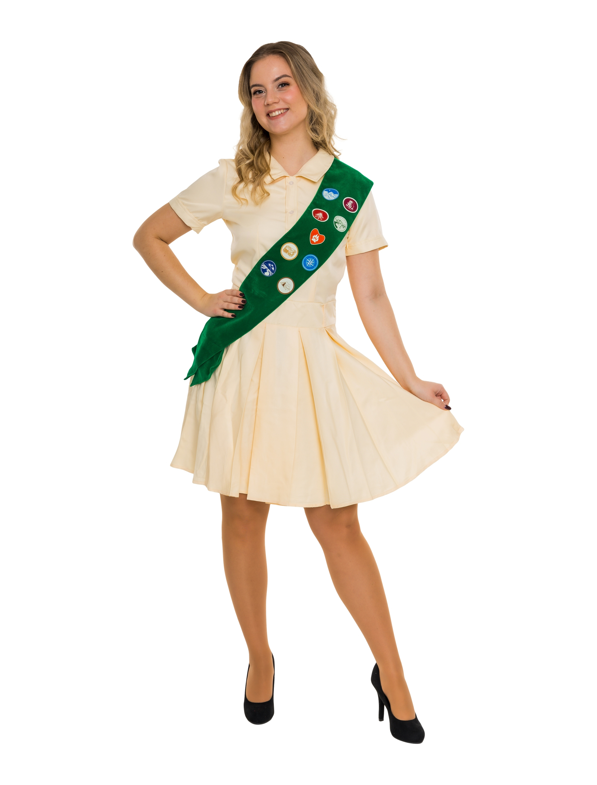 Kleid Pfadfinderin 2-tlg. Damen beige 2XL